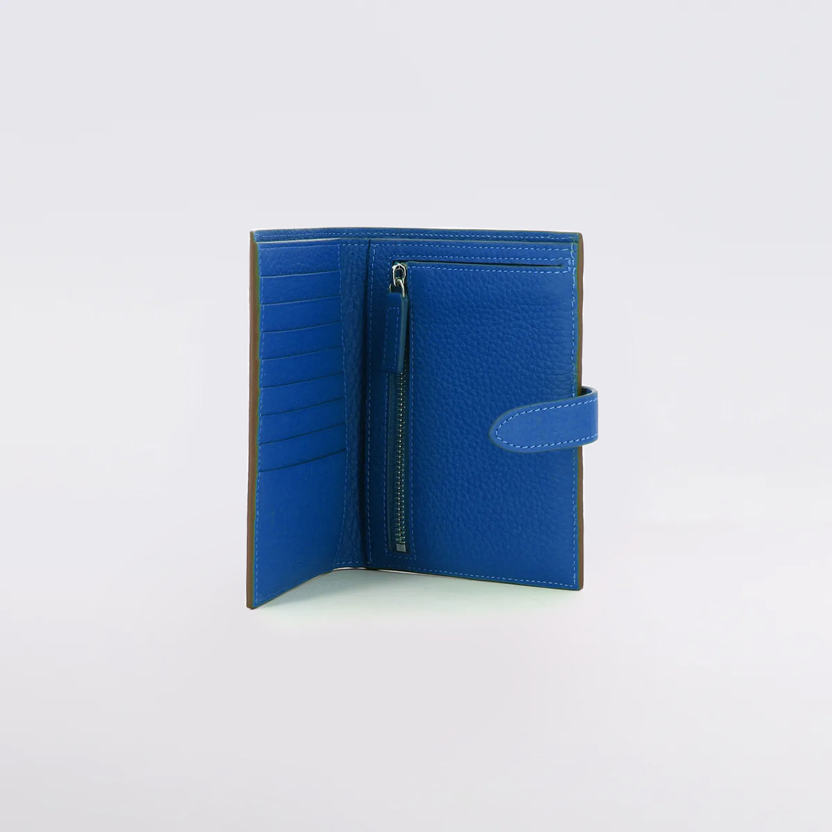 "Archive Event" LEATHER MEDIUM WALLET ETAUPE / TRANSAT BLUE