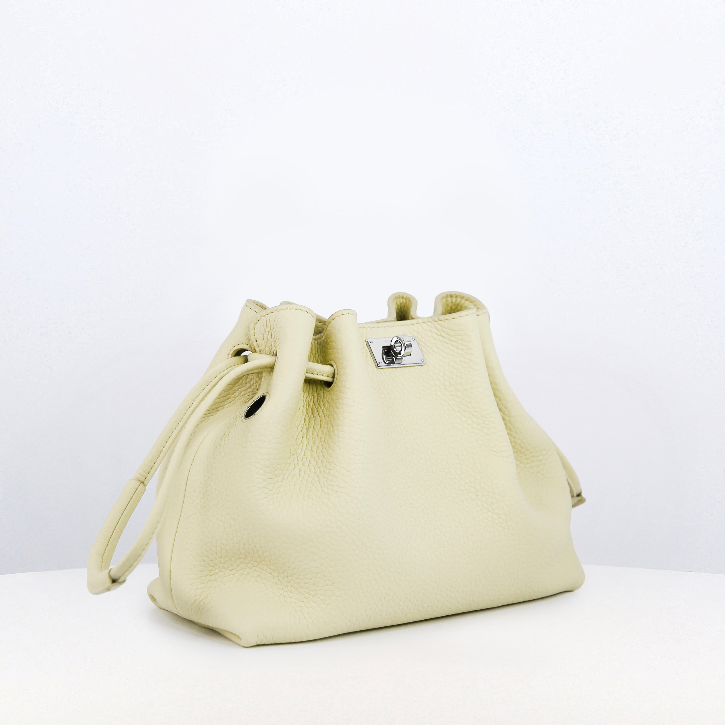 LEATHER DRAWSTRING BAG COLETTE MINI CHANTILLY