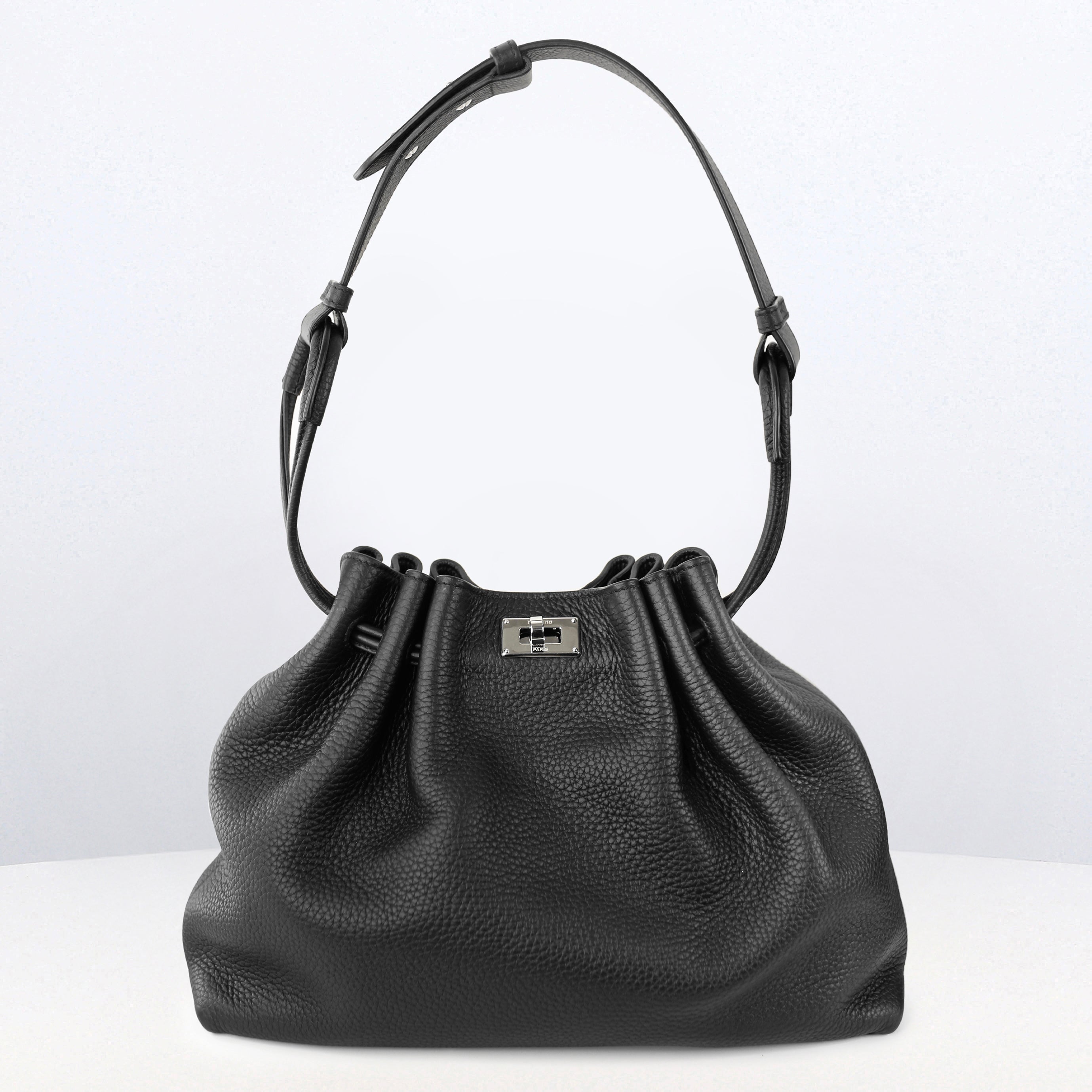 "Archive Event" LEATHER DRAWSTRING BAG COLETTE PM BLACK