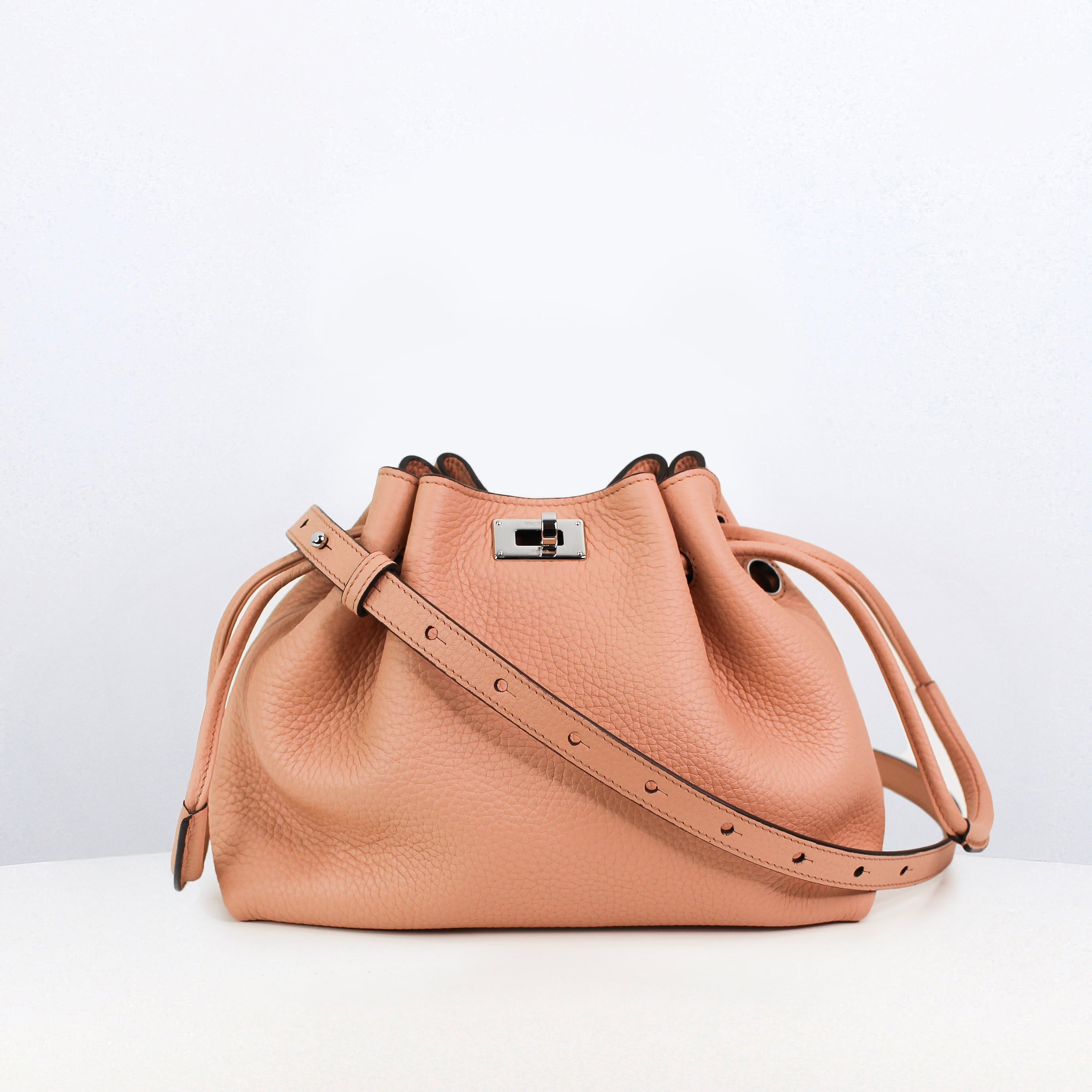 LEATHER DRAWSTRING BAG COLETTE TERRACOTTA