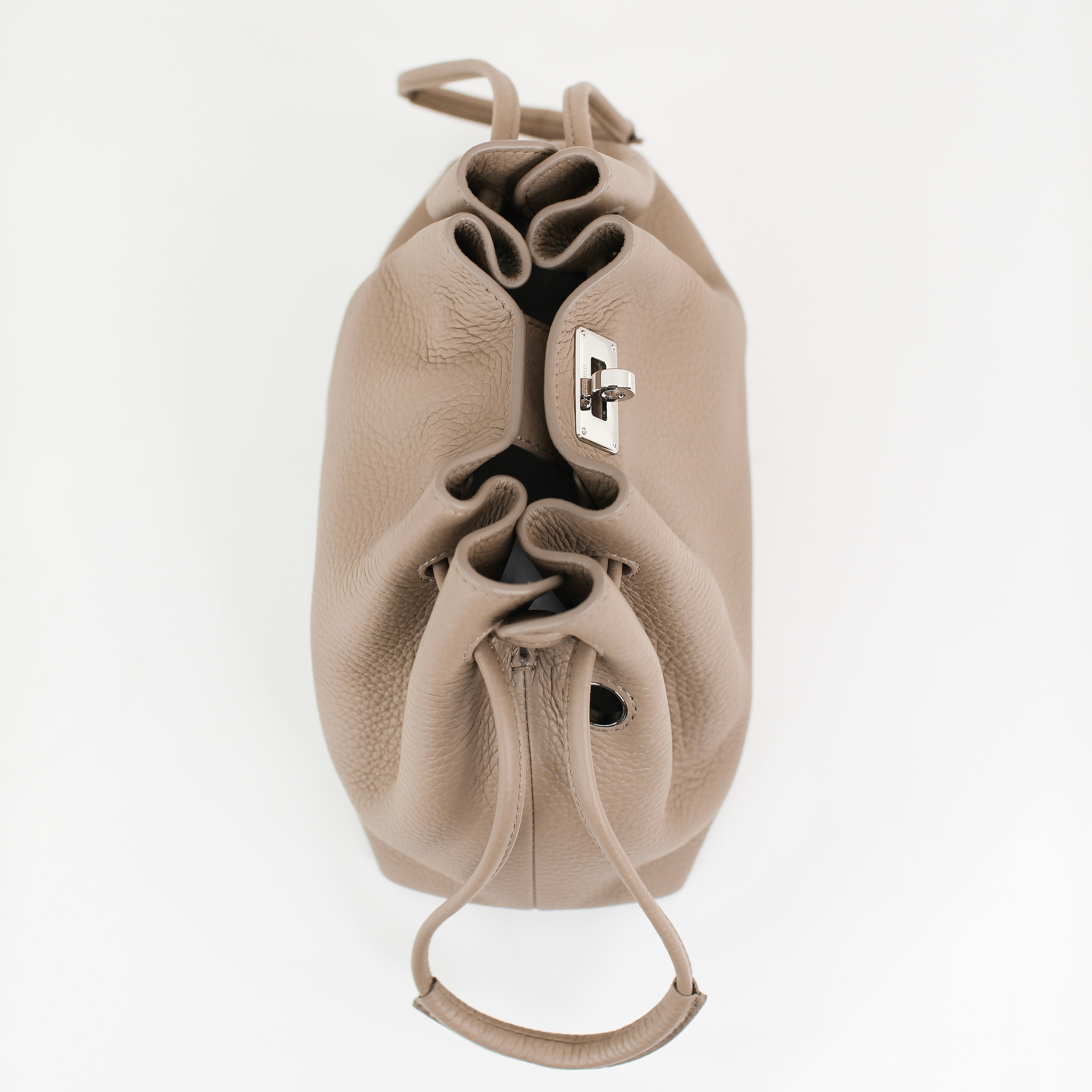 LEATHER DRAWSTRING BAG COLETTE TOURTERELLE