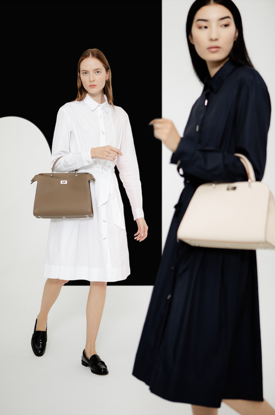 LEATHER HANDBAG LUTECE PM TAUPE