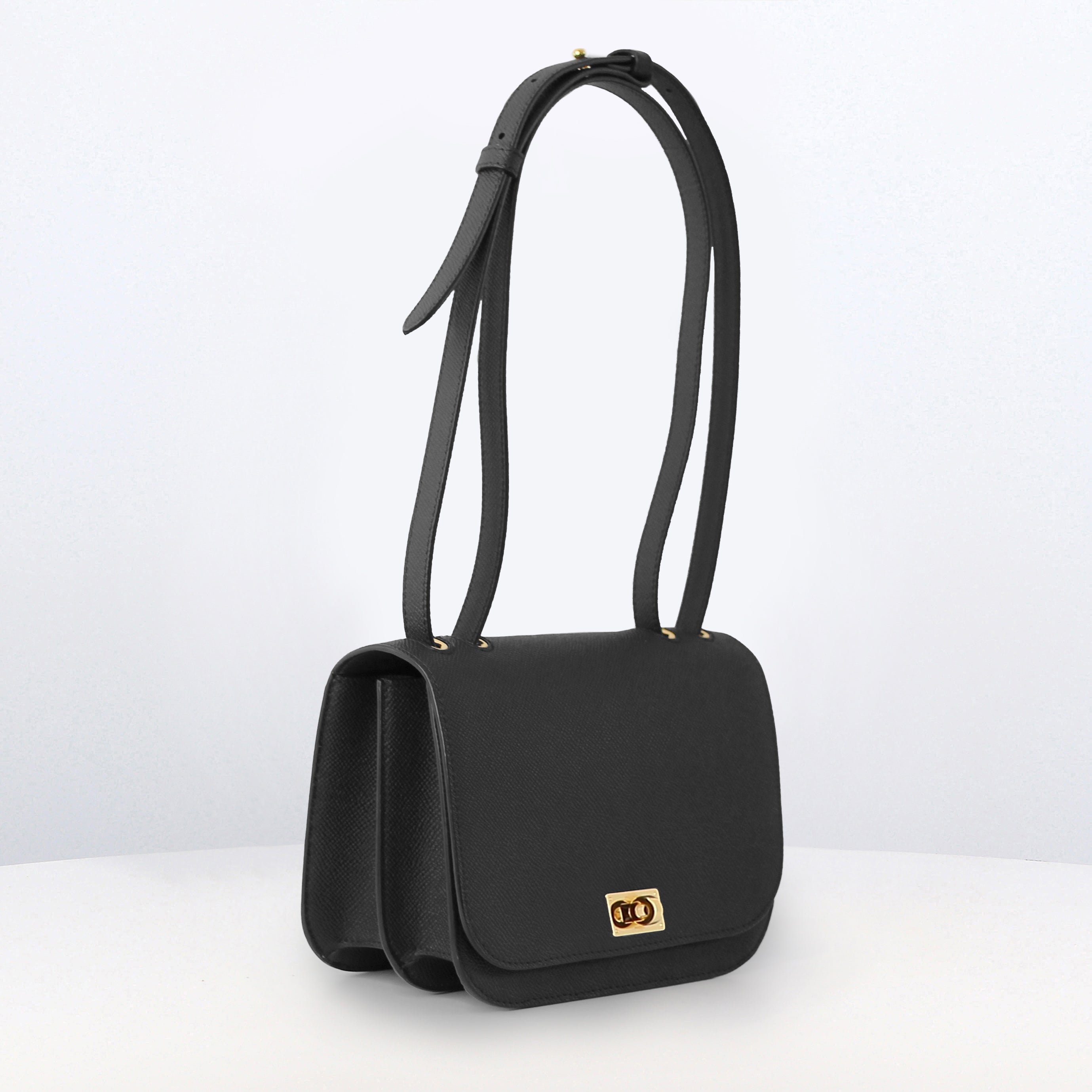 LEATHER FLAP BAG ELYSEE BLACK