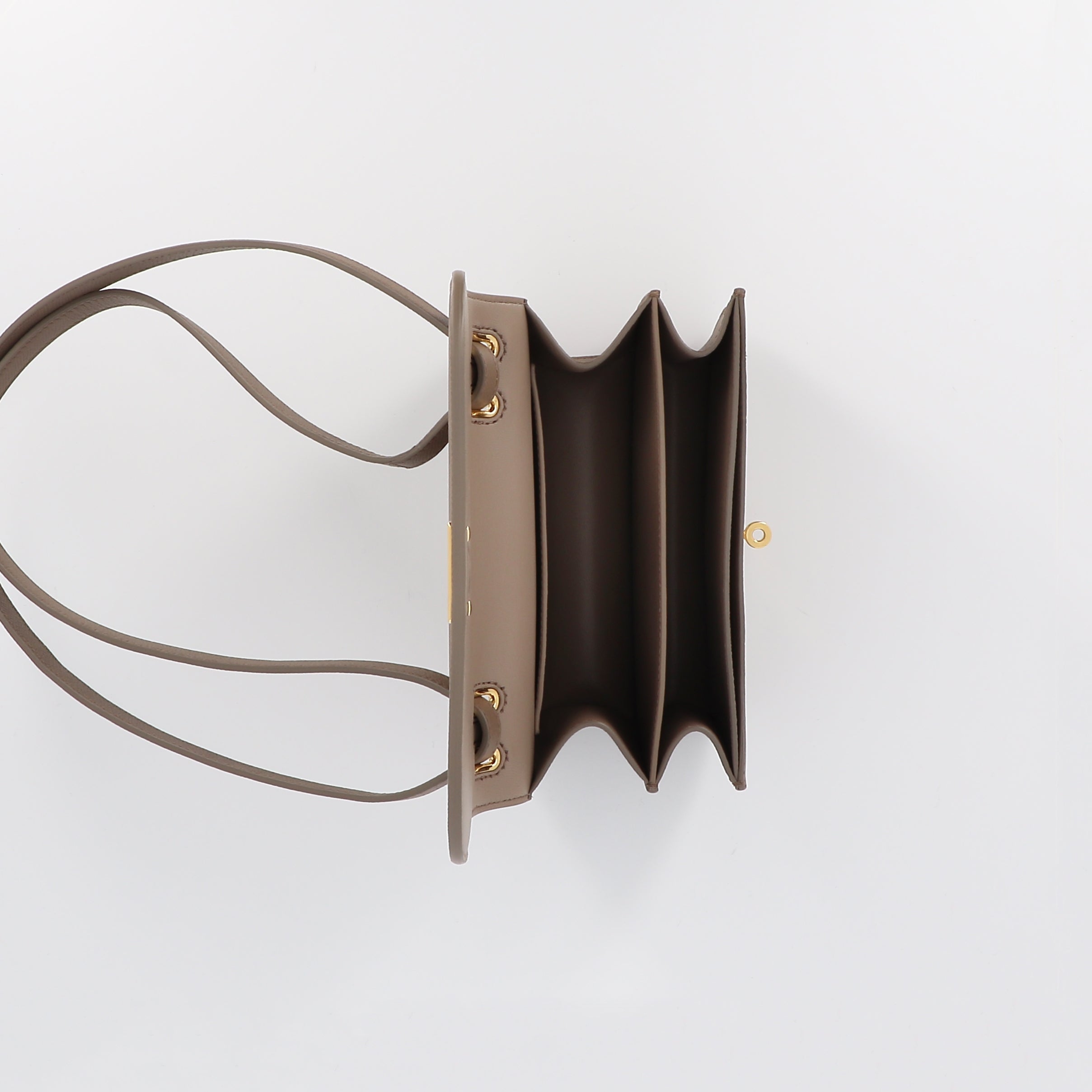 LEATHER FLAP BAG ELYSEE TAUPE