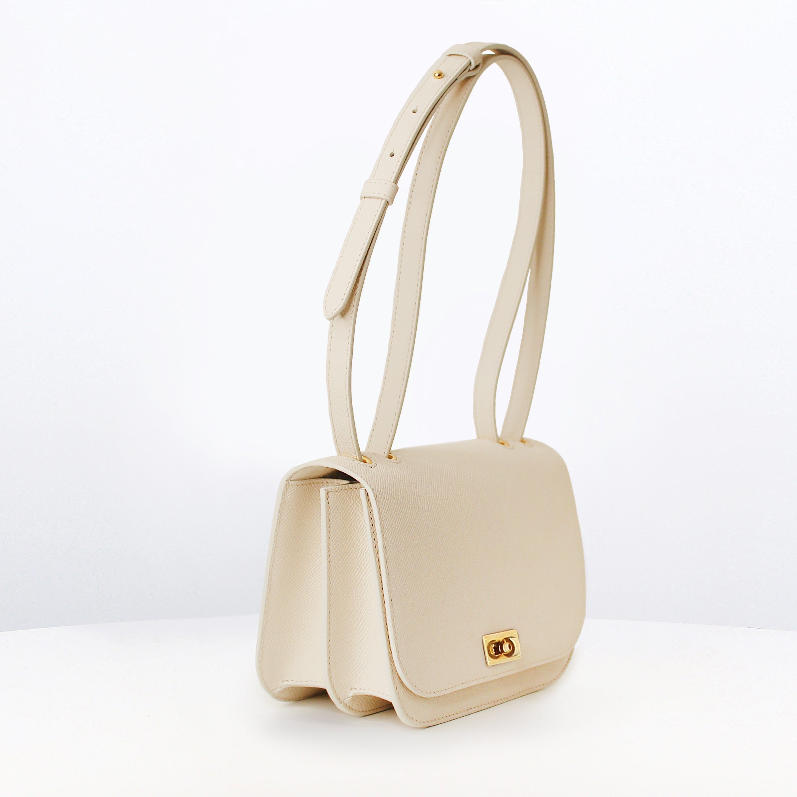 LEATHER FLAP BAG ELYSEE IVORY