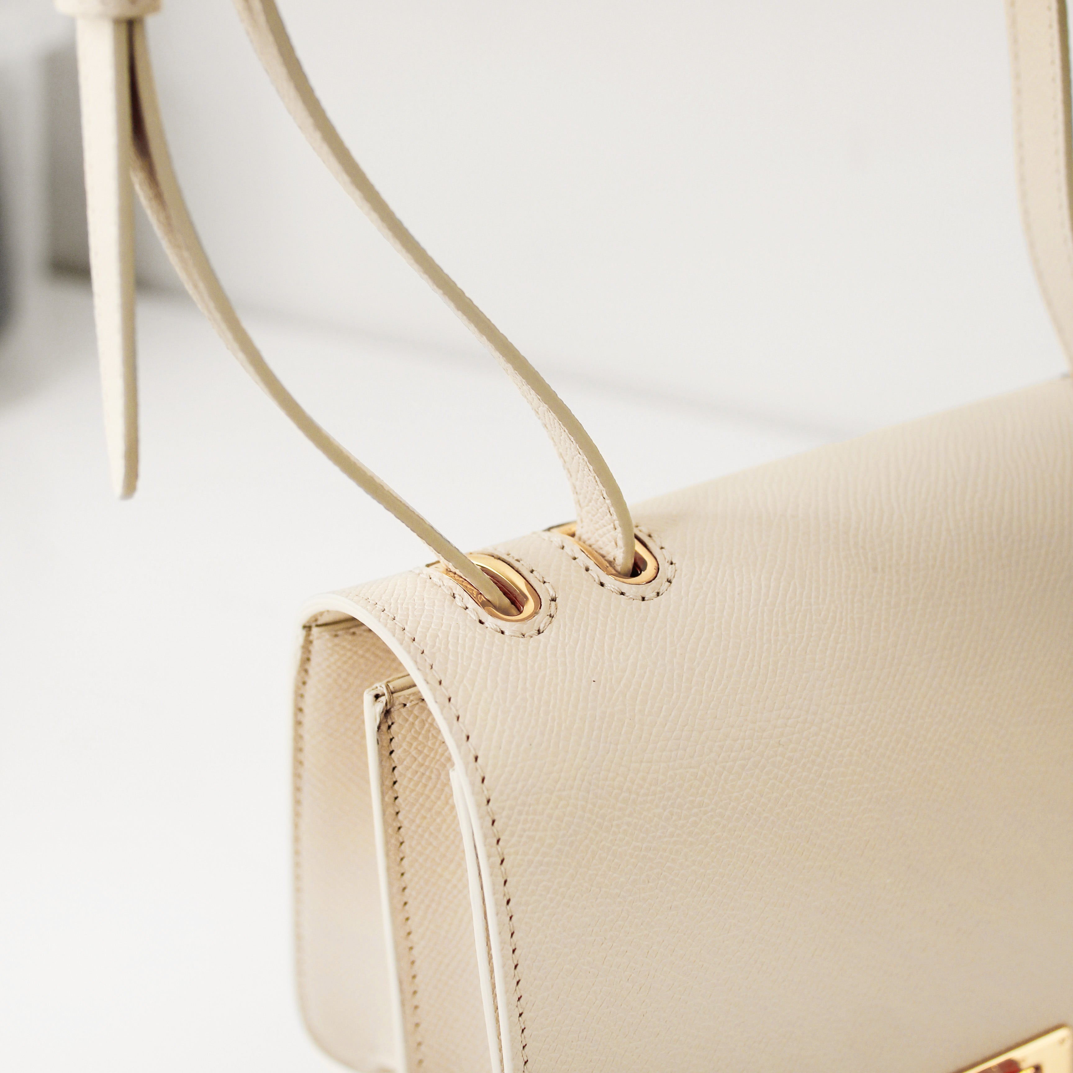 LEATHER FLAP BAG ELYSEE IVORY