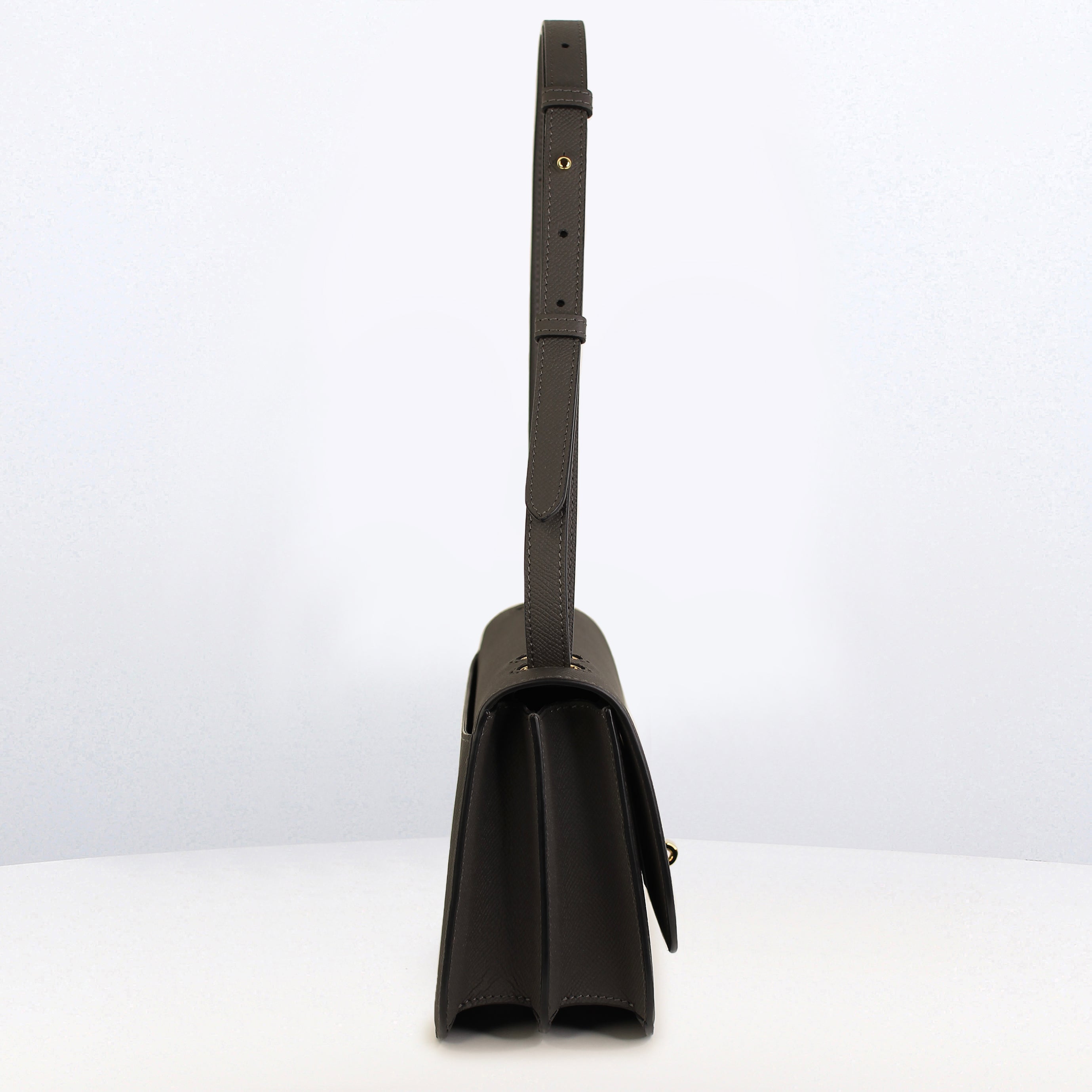 LEATHER FLAP BAG ELYSEE EAST/WEST CHARCOAL GREY