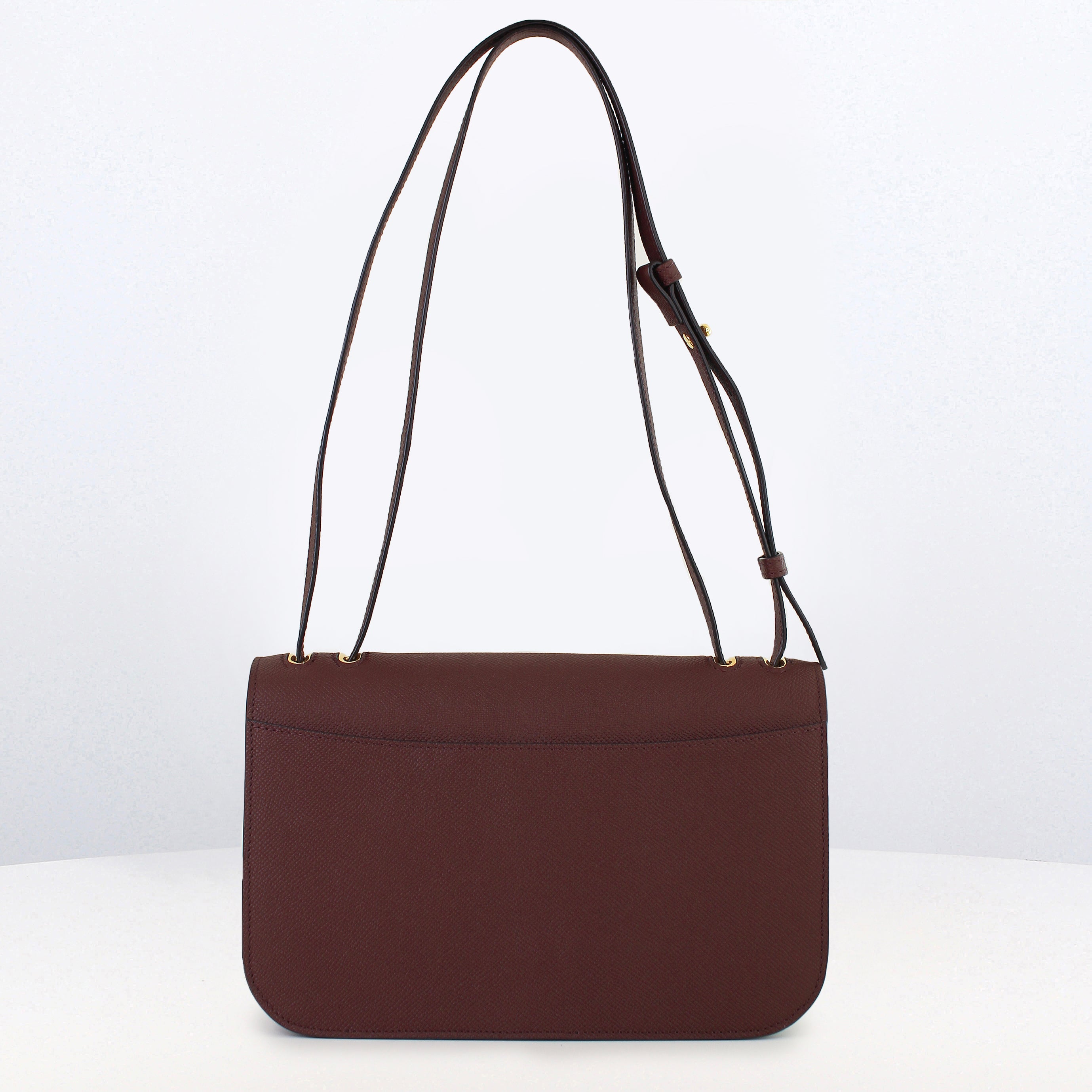LEATHER FLAP BAG ELYSEE EAST/WEST PRUNE