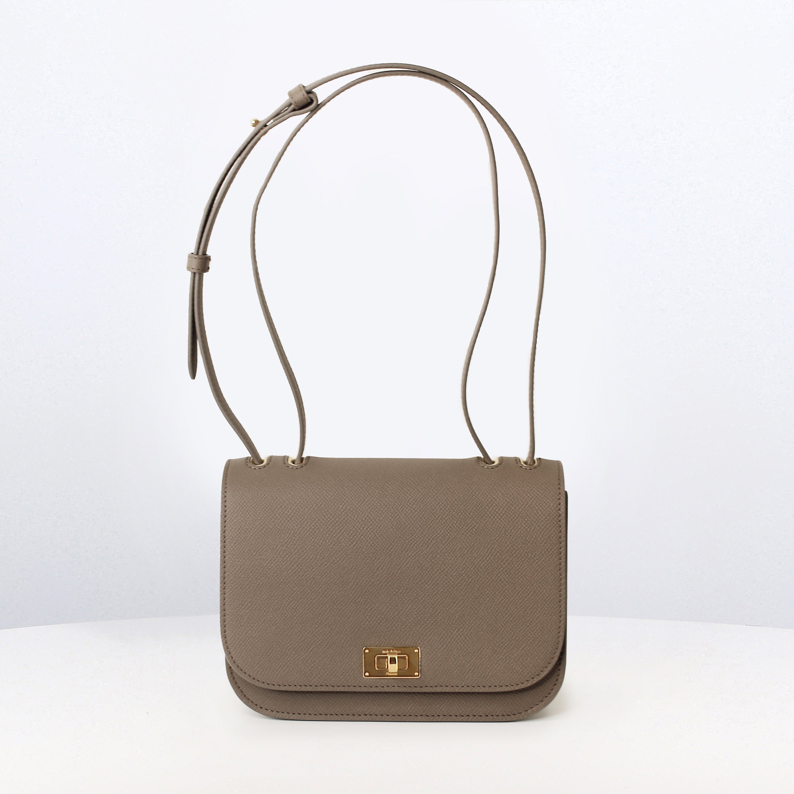 LEATHER FLAP BAG ELYSEE TAUPE