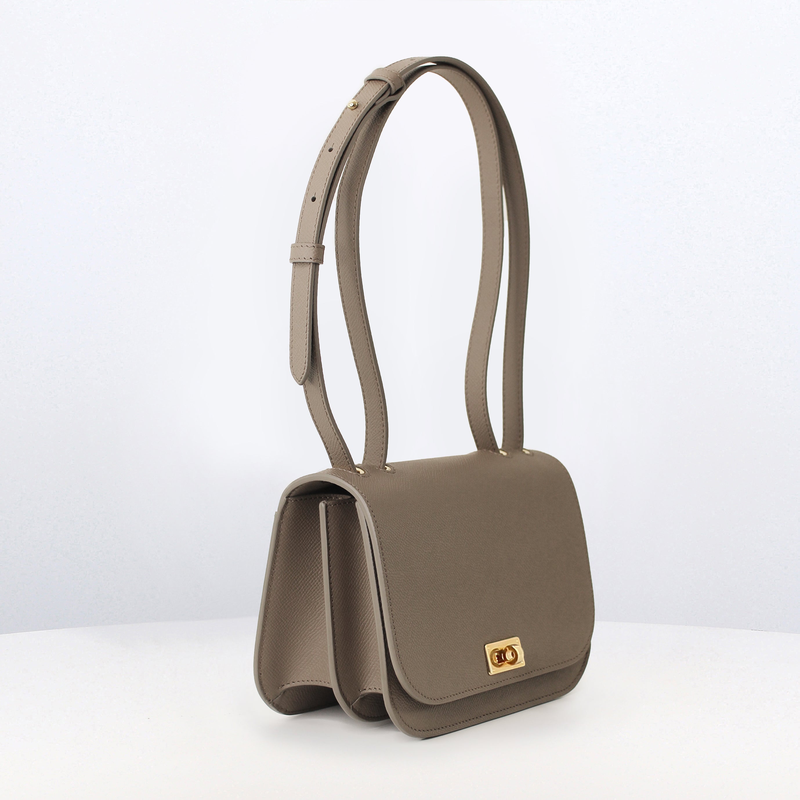 LEATHER FLAP BAG ELYSEE TAUPE