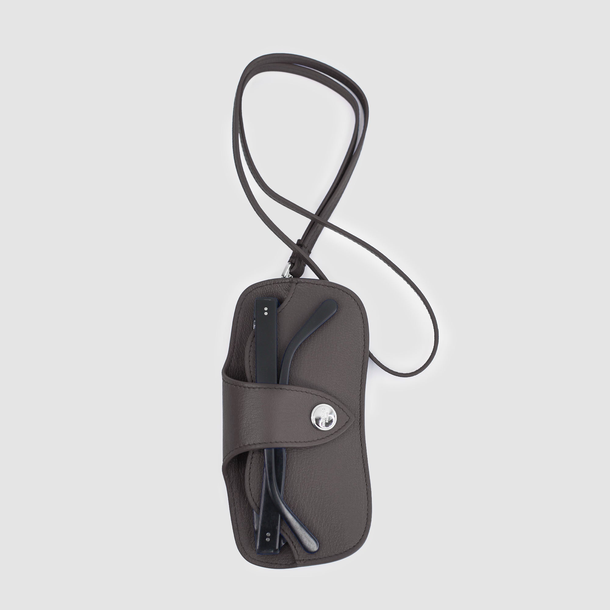 LEATHER GLASSES HOLDER CHARCOAL GREY