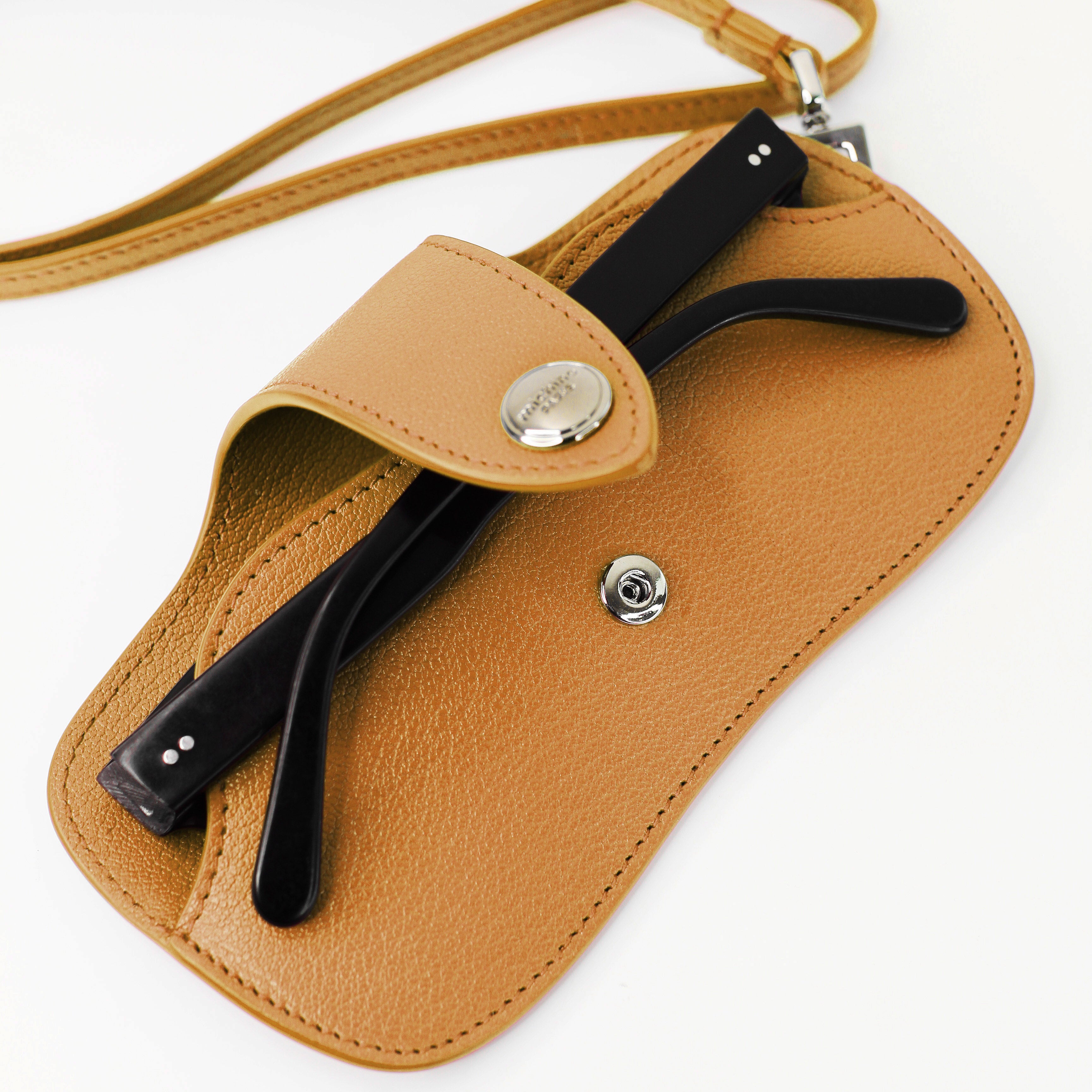 LEATHER GLASSES HOLDER GOLD