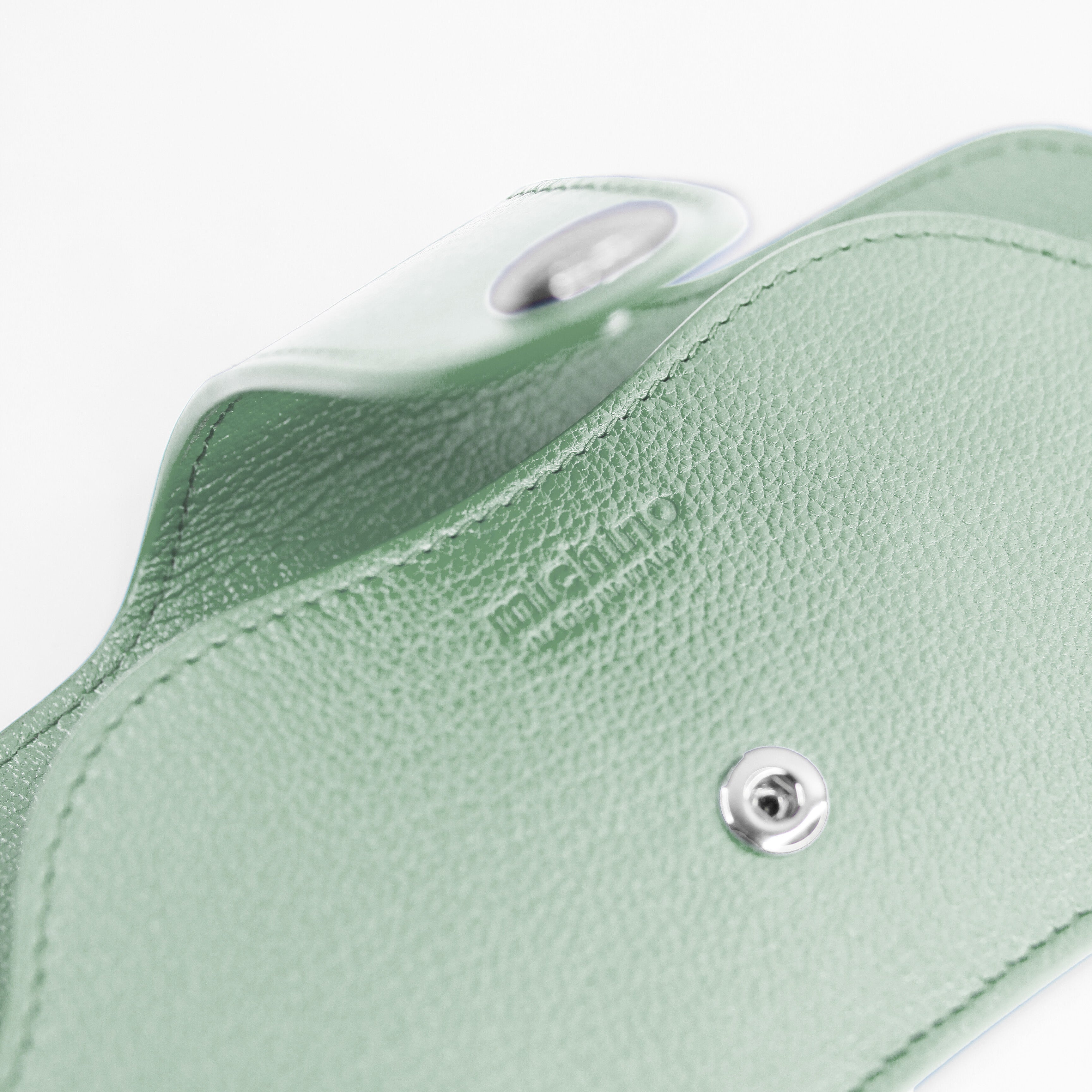 LEATHER GLASSES HOLDER GREEN MINT