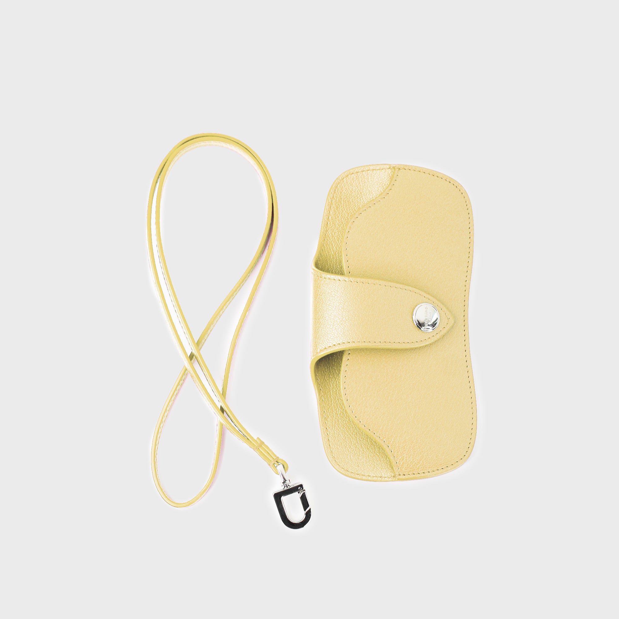 LEATHER GLASSES HOLDER PASTEL YELLOW