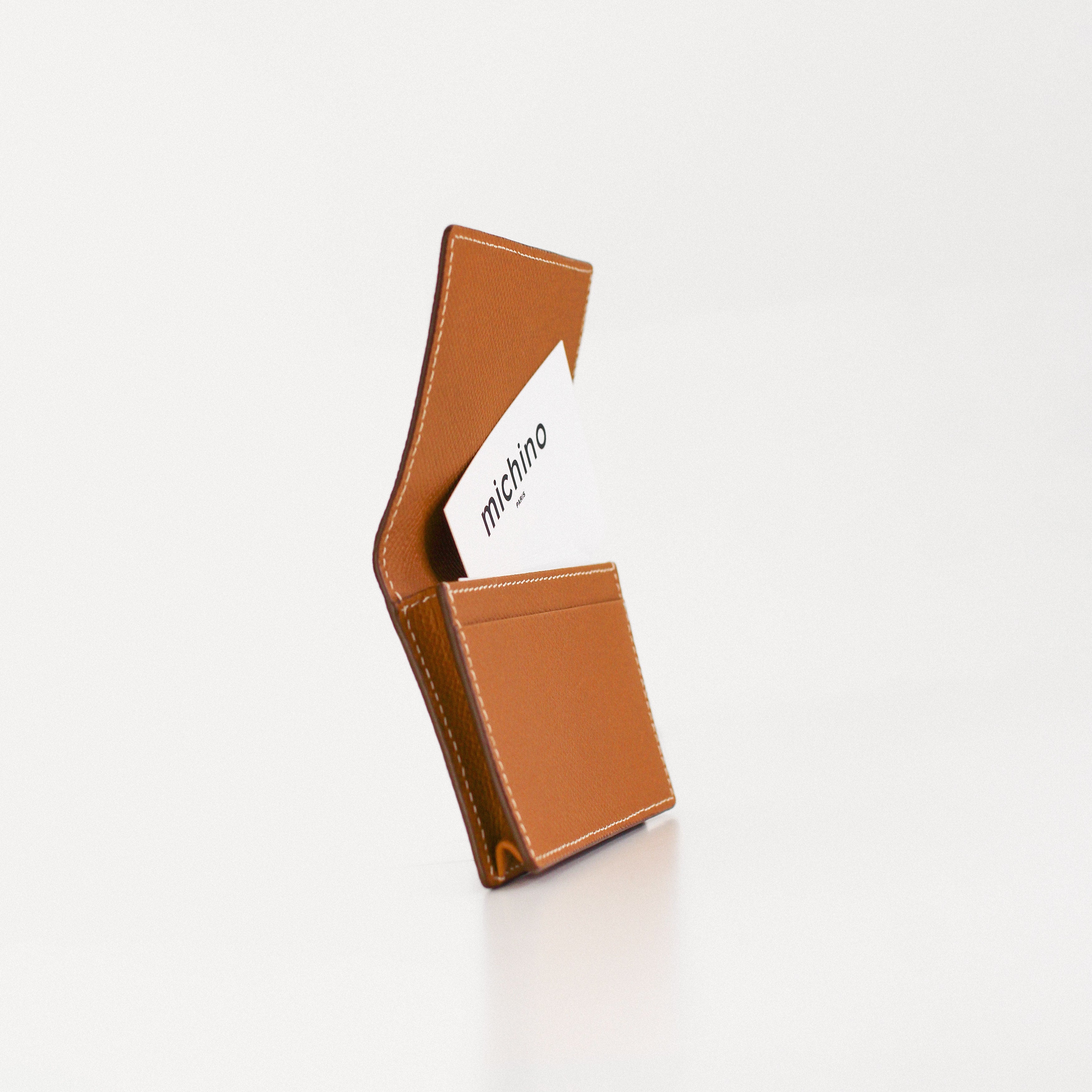 LEATHER BUSINESS CARD HOLDER GOLD