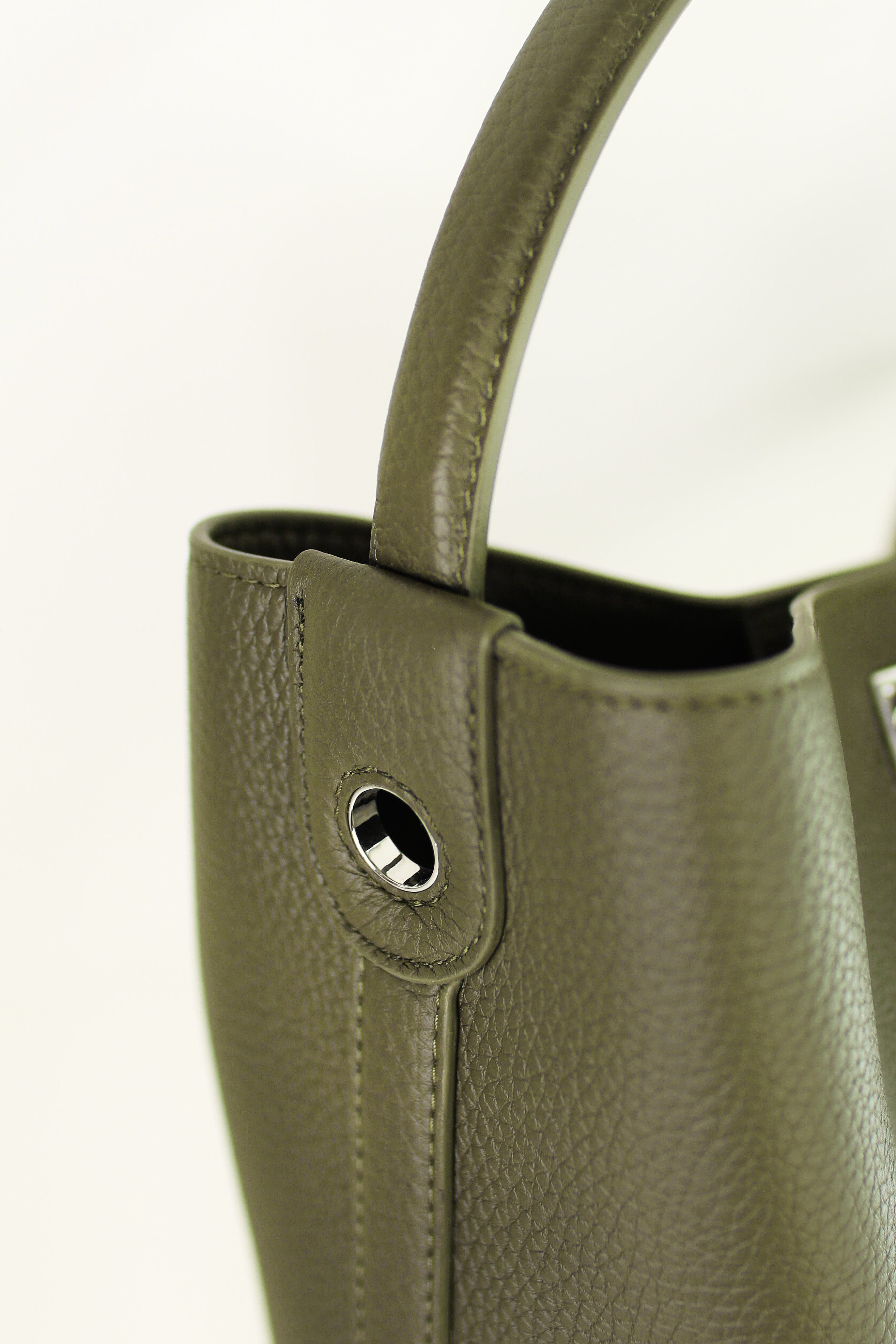 LEATHER BUCKET BAG ODEON MINI KHAKI