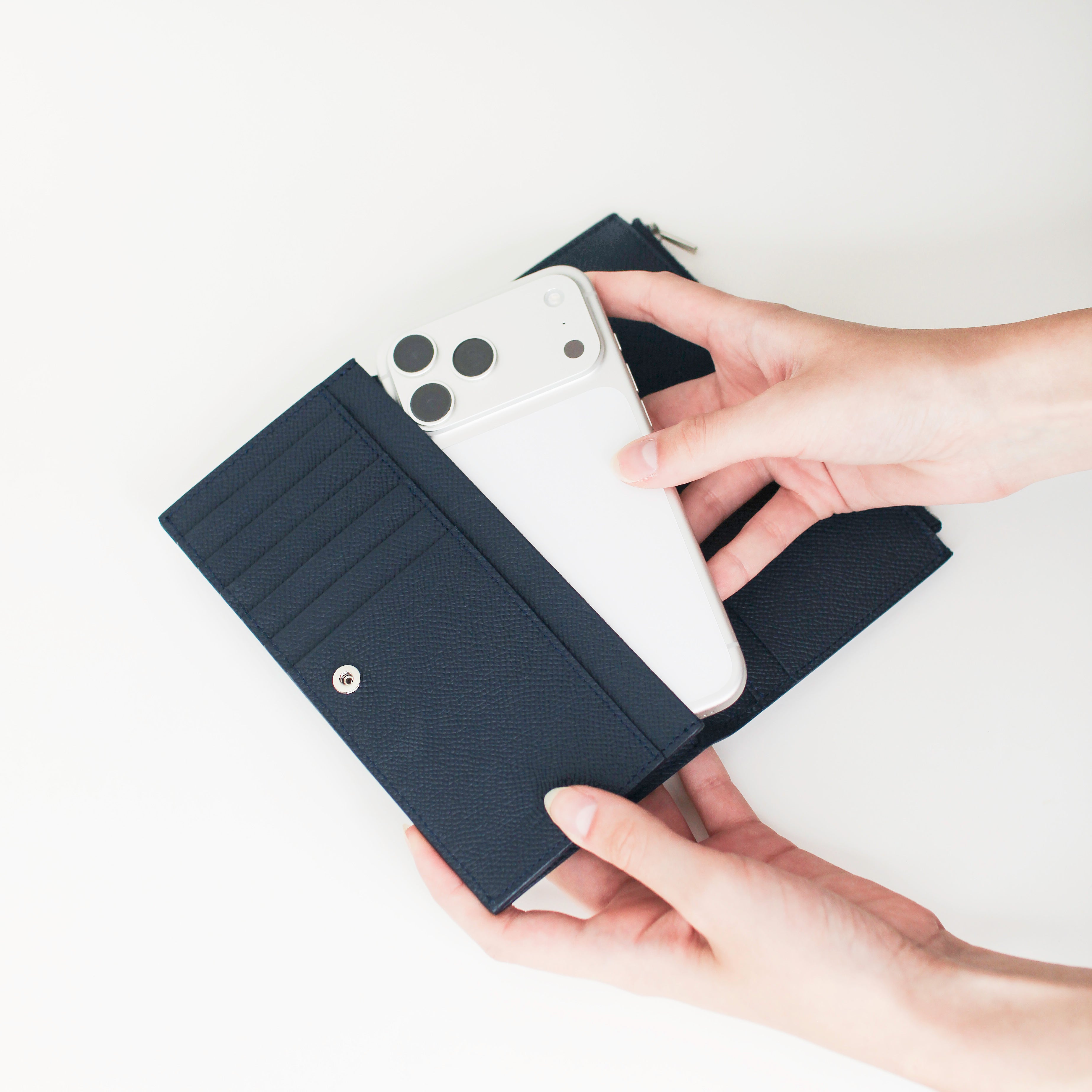 LEATHER LONG ZIP WALLET ECLIPSE