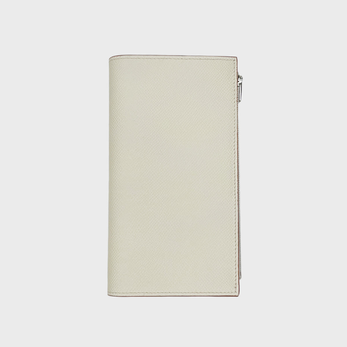LEATHER LONG ZIP WALLET IVORY