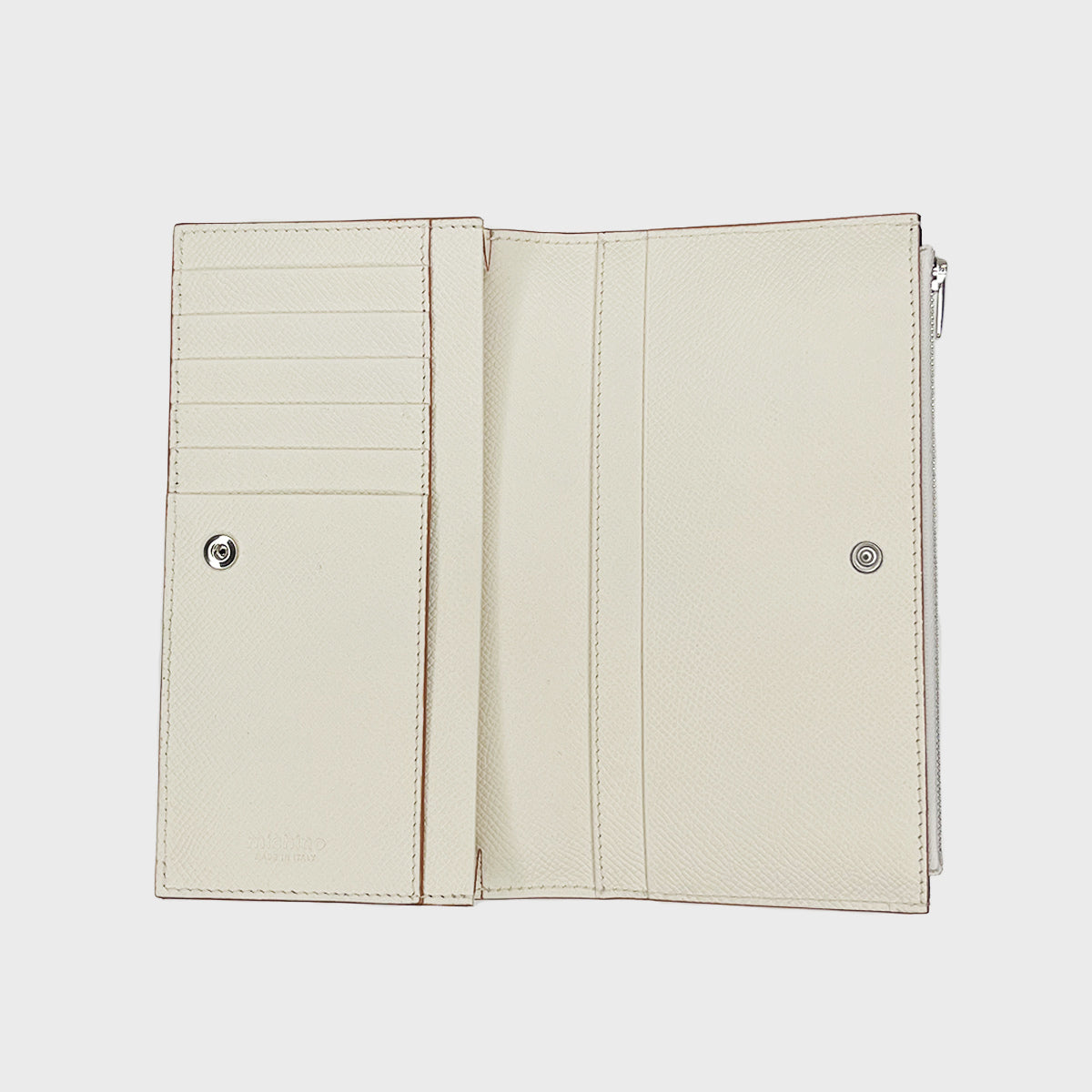 LEATHER LONG ZIP WALLET IVORY