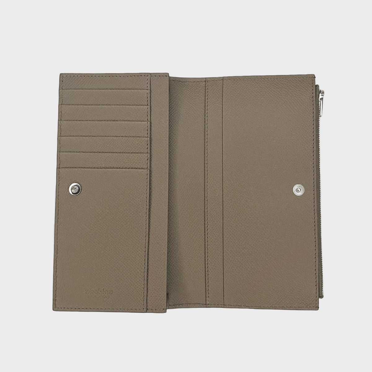 LEATHER LONG ZIP WALLET TAUPE