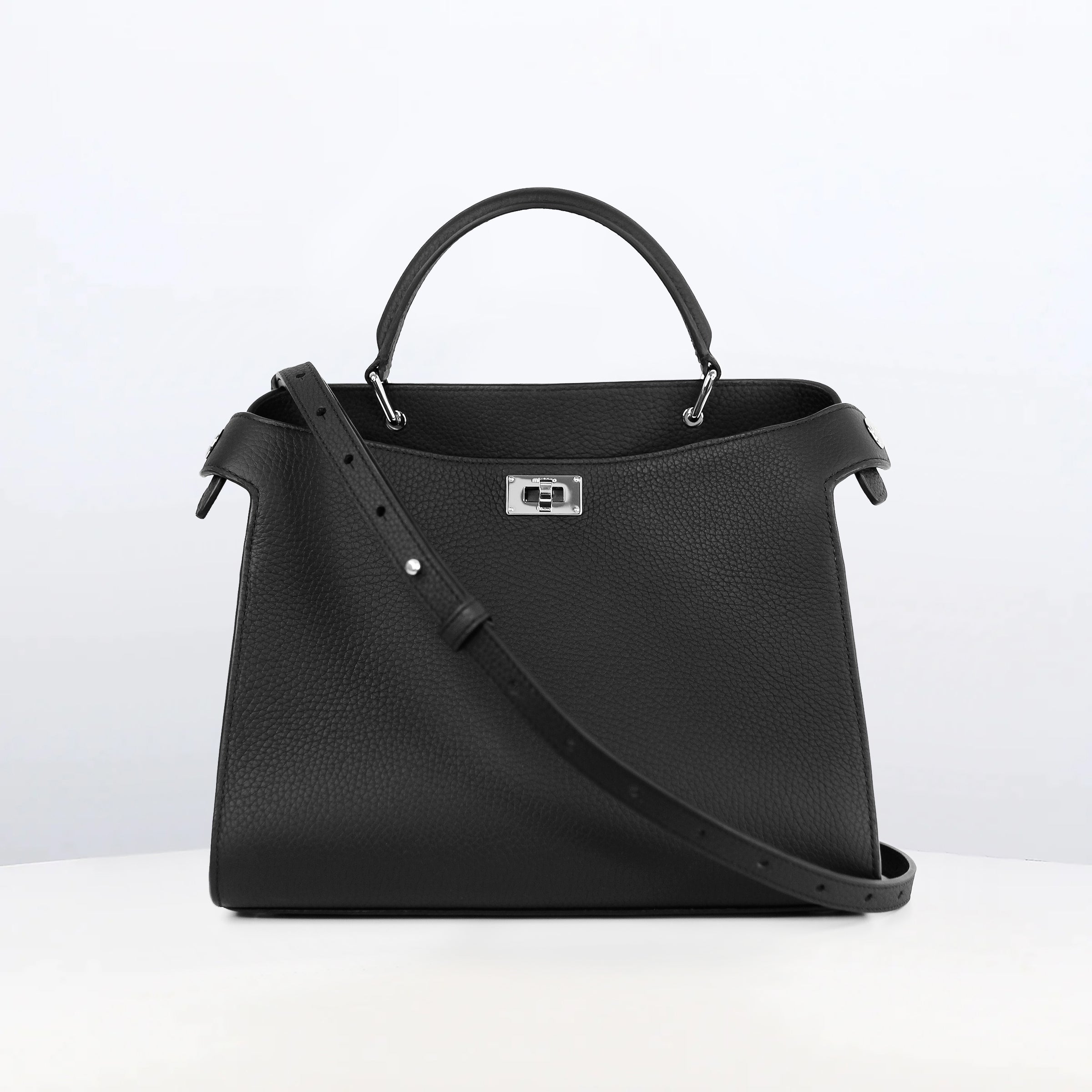 LEATHER HANDBAG LUTECE 27 BLACK