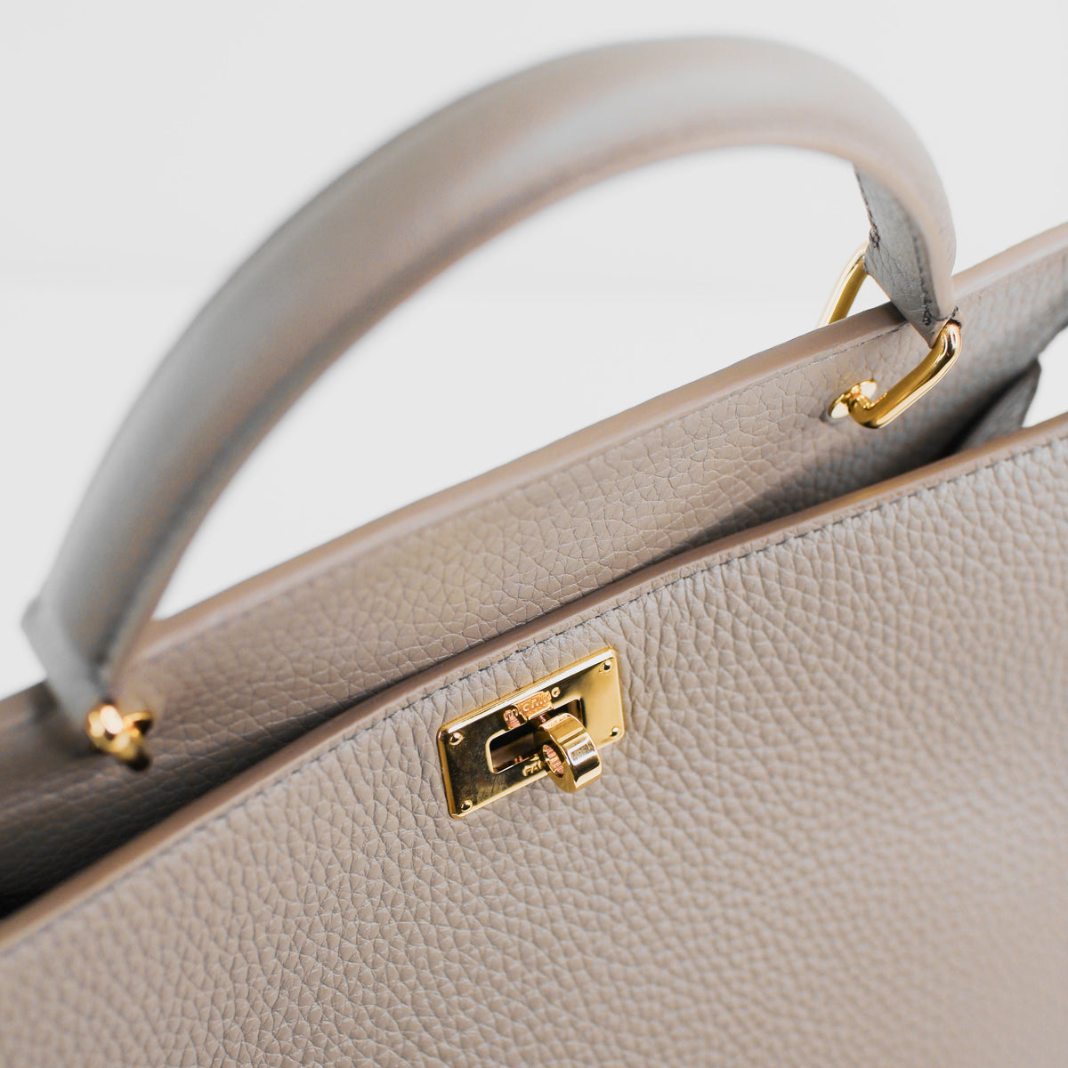 LEATHER HANDBAG LUTECE 27 ELEPHANT WITH GOLD HARDWARE