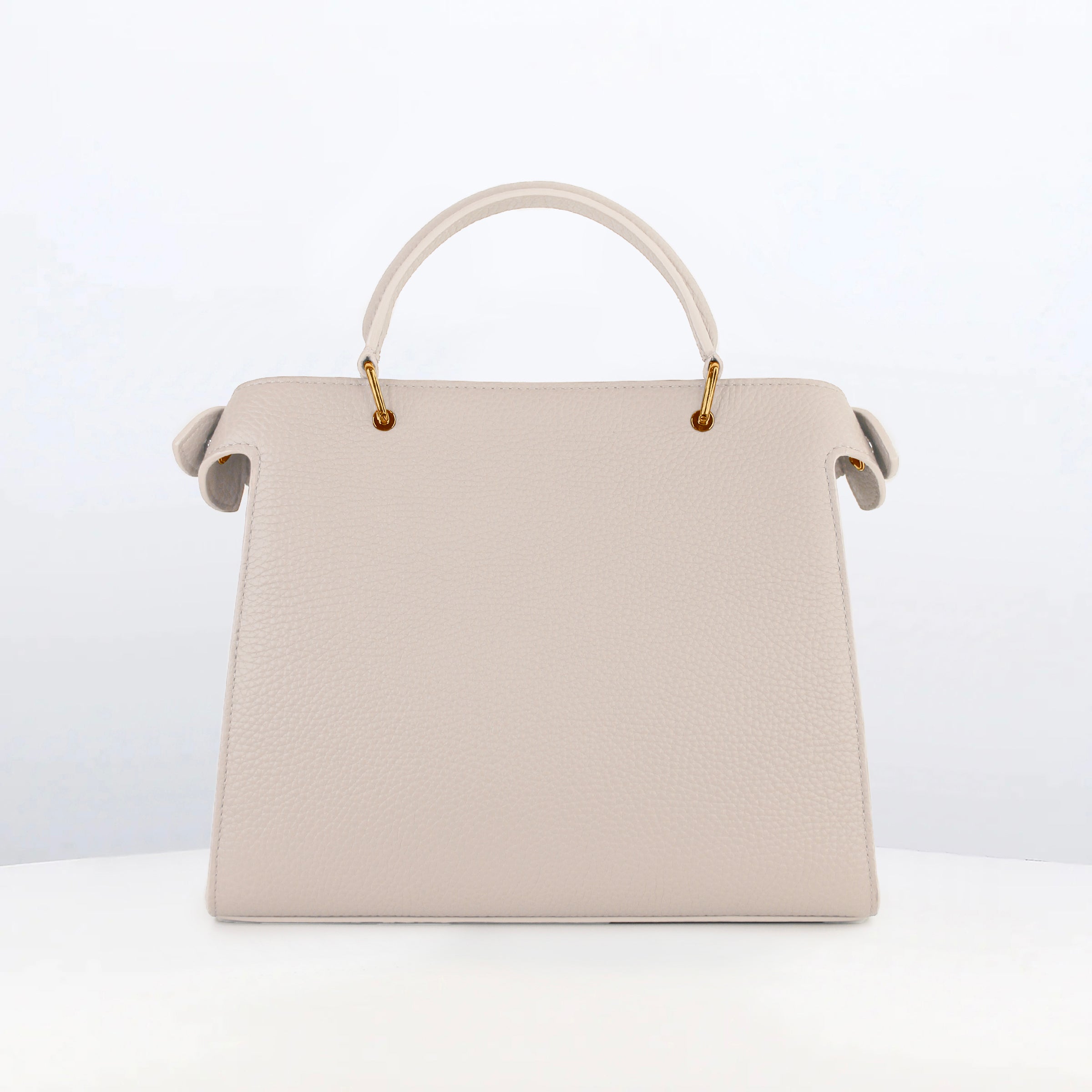 LEATHER HANDBAG LUTECE 27 IVORY WITH GOLD HARDWARE