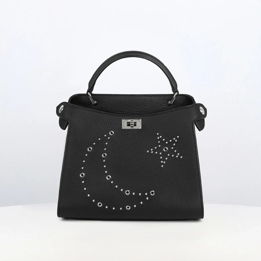 LEATHER HANDBAG LUTECE MINI BLACK HARMONY