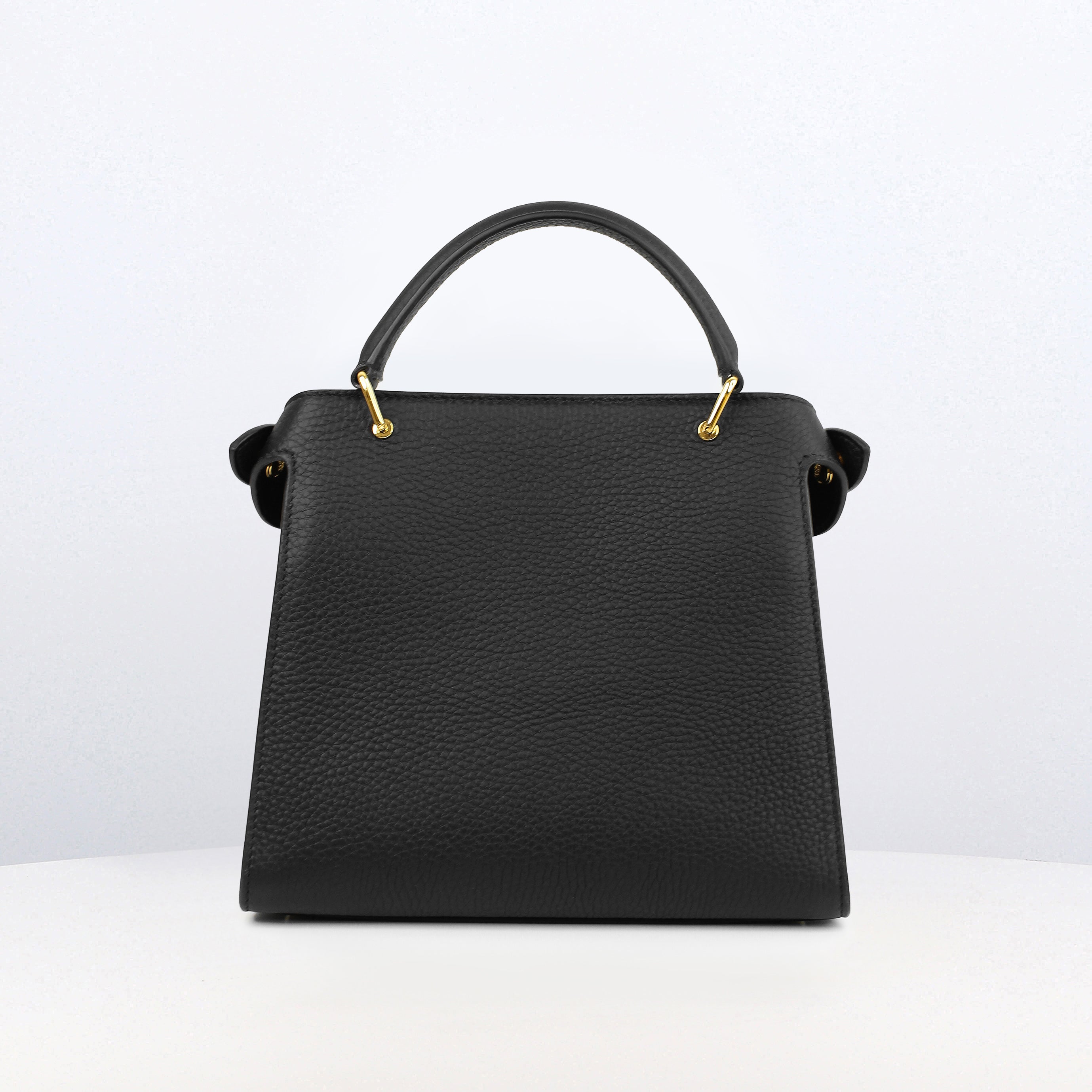 LEATHER HANDBAG LUTECE MINI BLACK GOLD HARDWARE