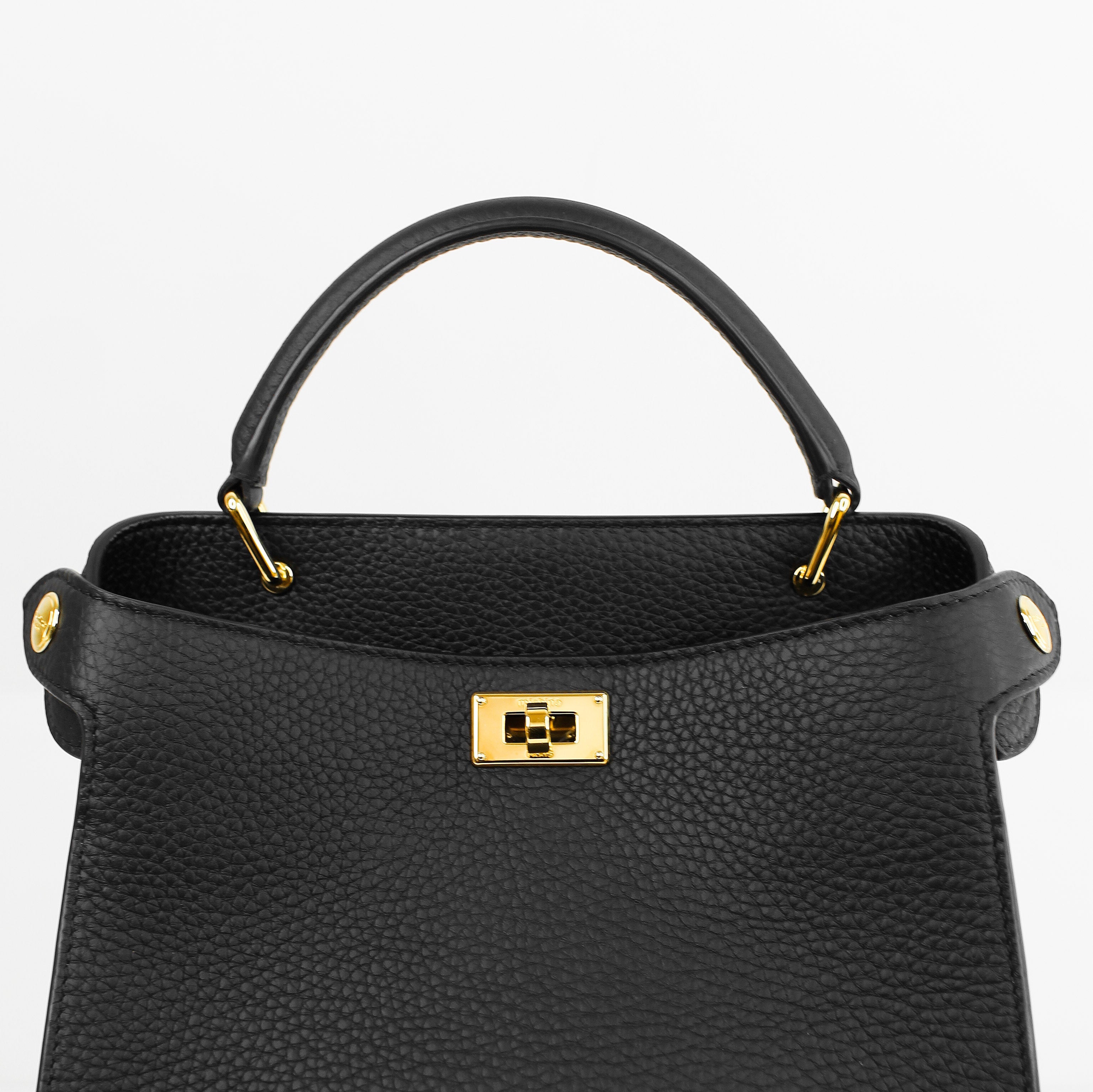 LEATHER HANDBAG LUTECE MINI BLACK GOLD HARDWARE