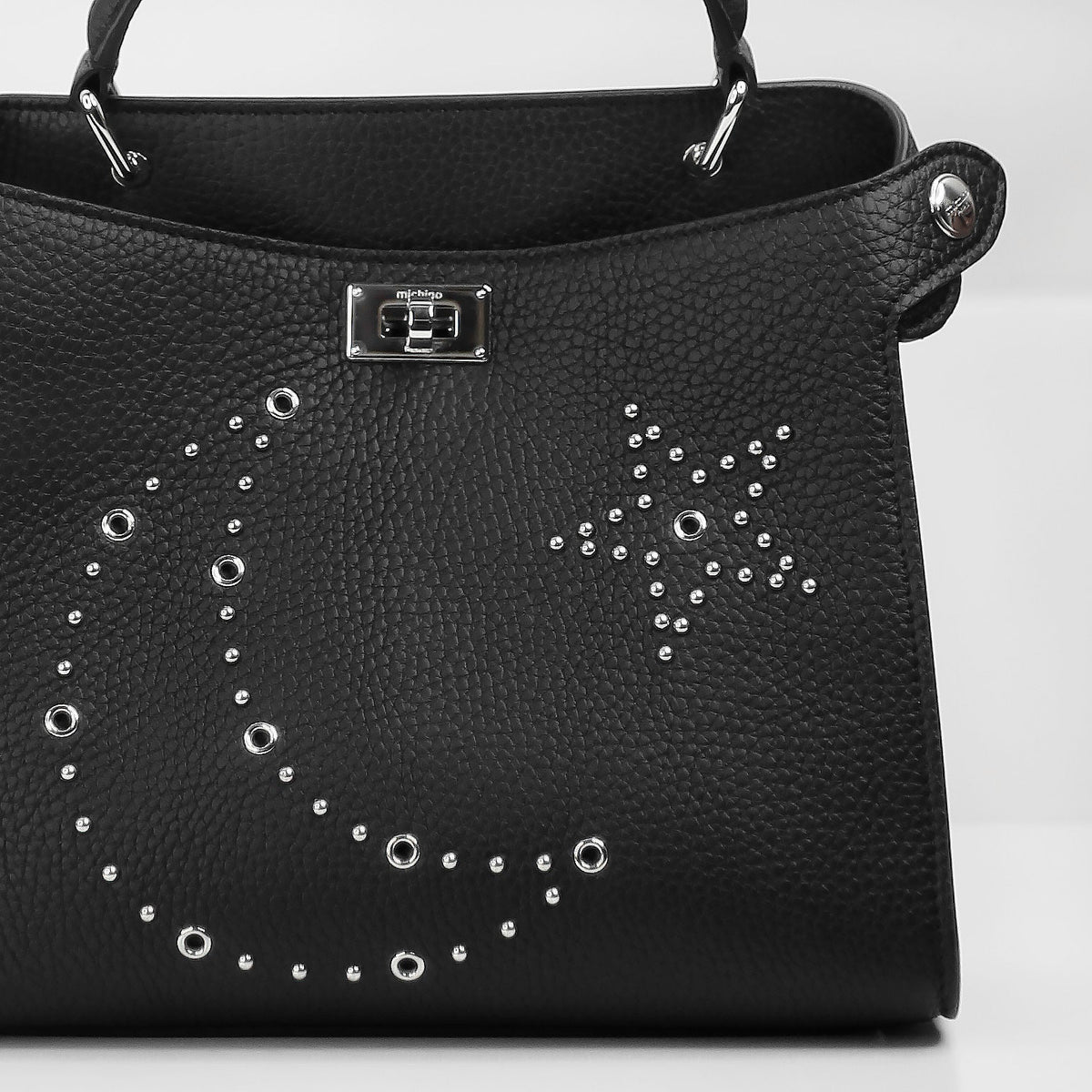 LEATHER HANDBAG LUTECE MINI BLACK HARMONY