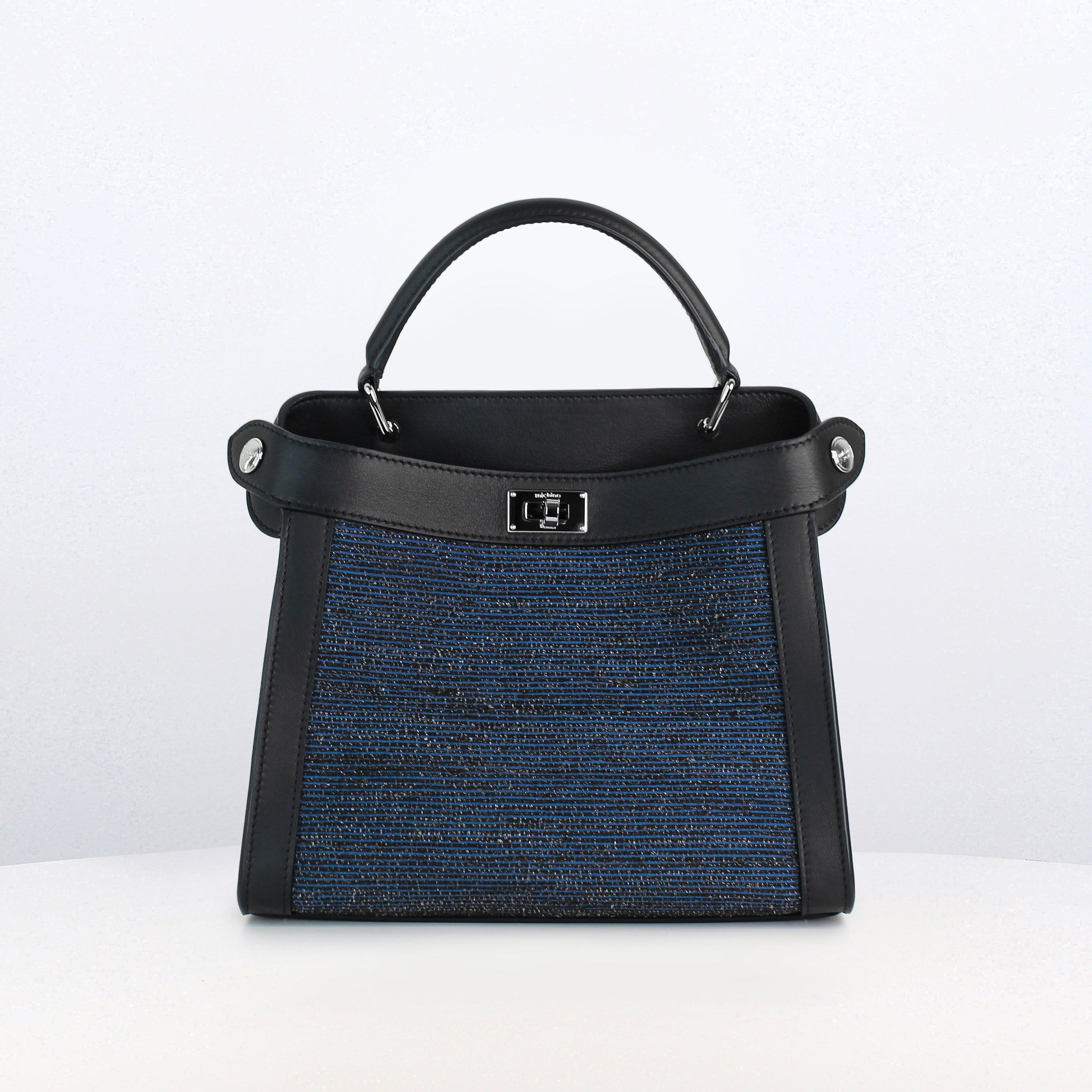 LEATHER HANDBAG LUTECE MINI TSUMUGI BLUE