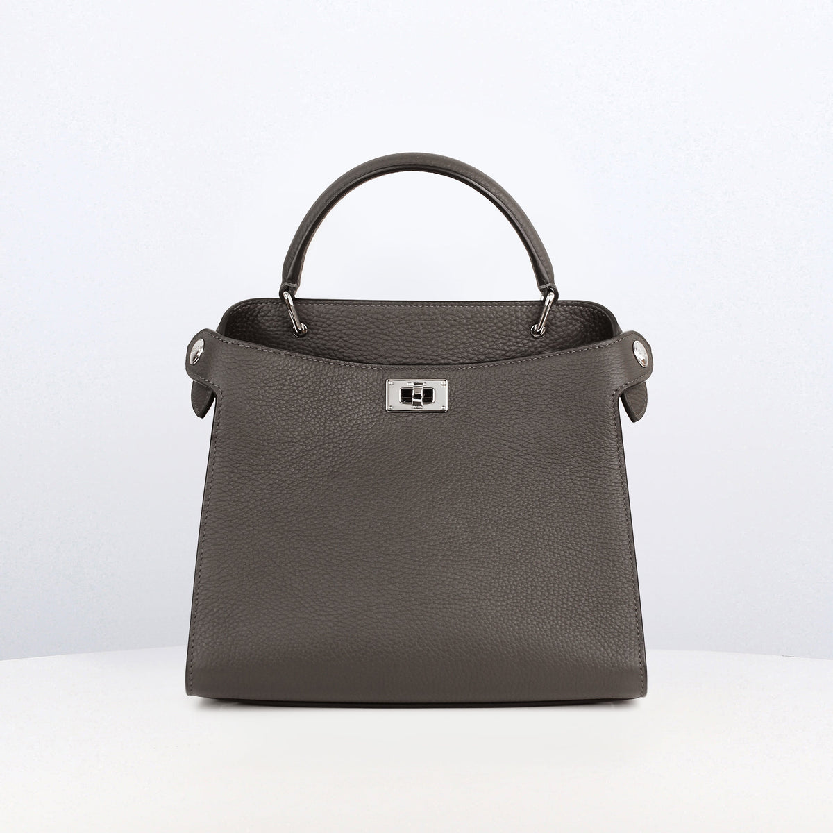 LEATHER HANDBAG LUTECE MINI CHARCOAL GREY