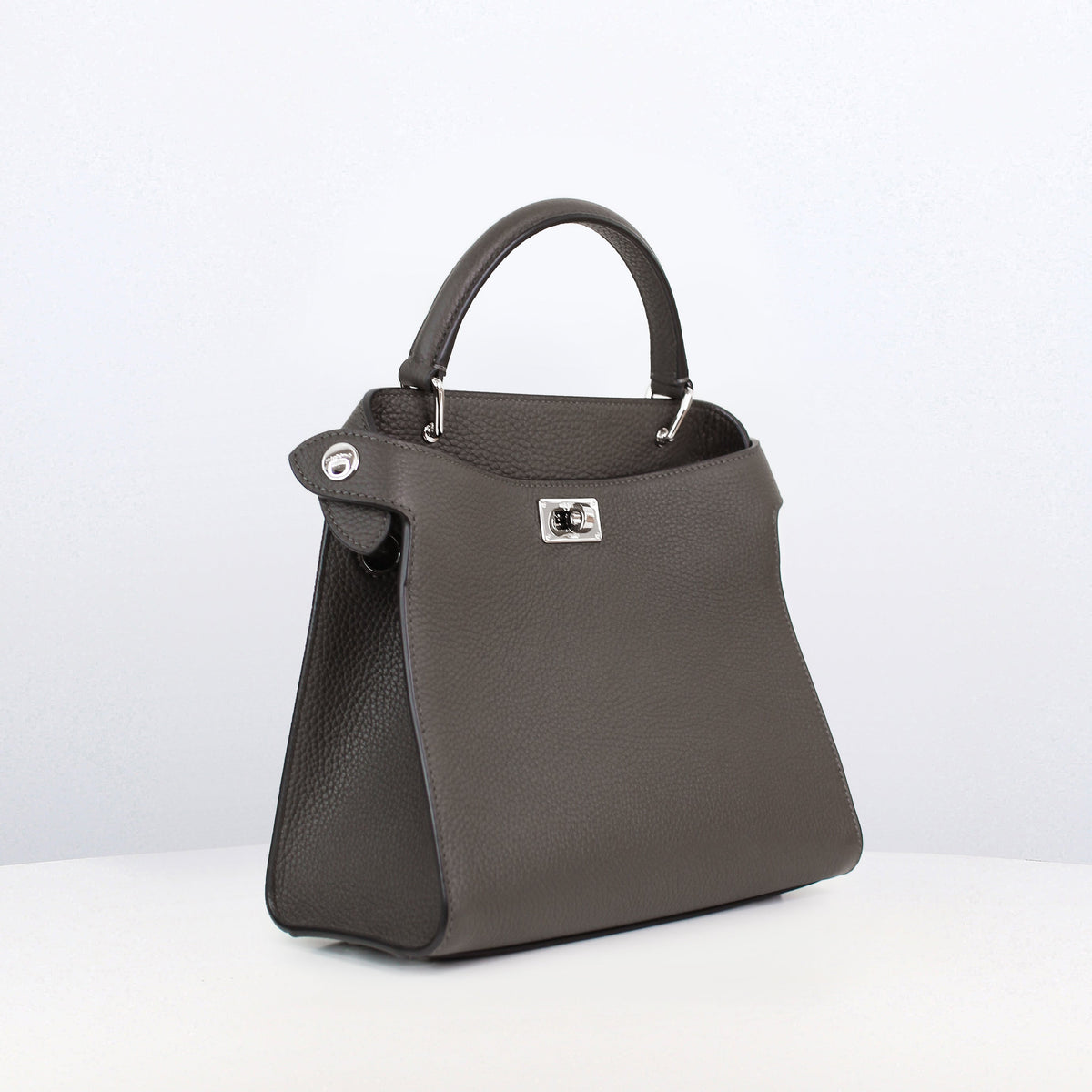 LEATHER HANDBAG LUTECE MINI CHARCOAL GREY