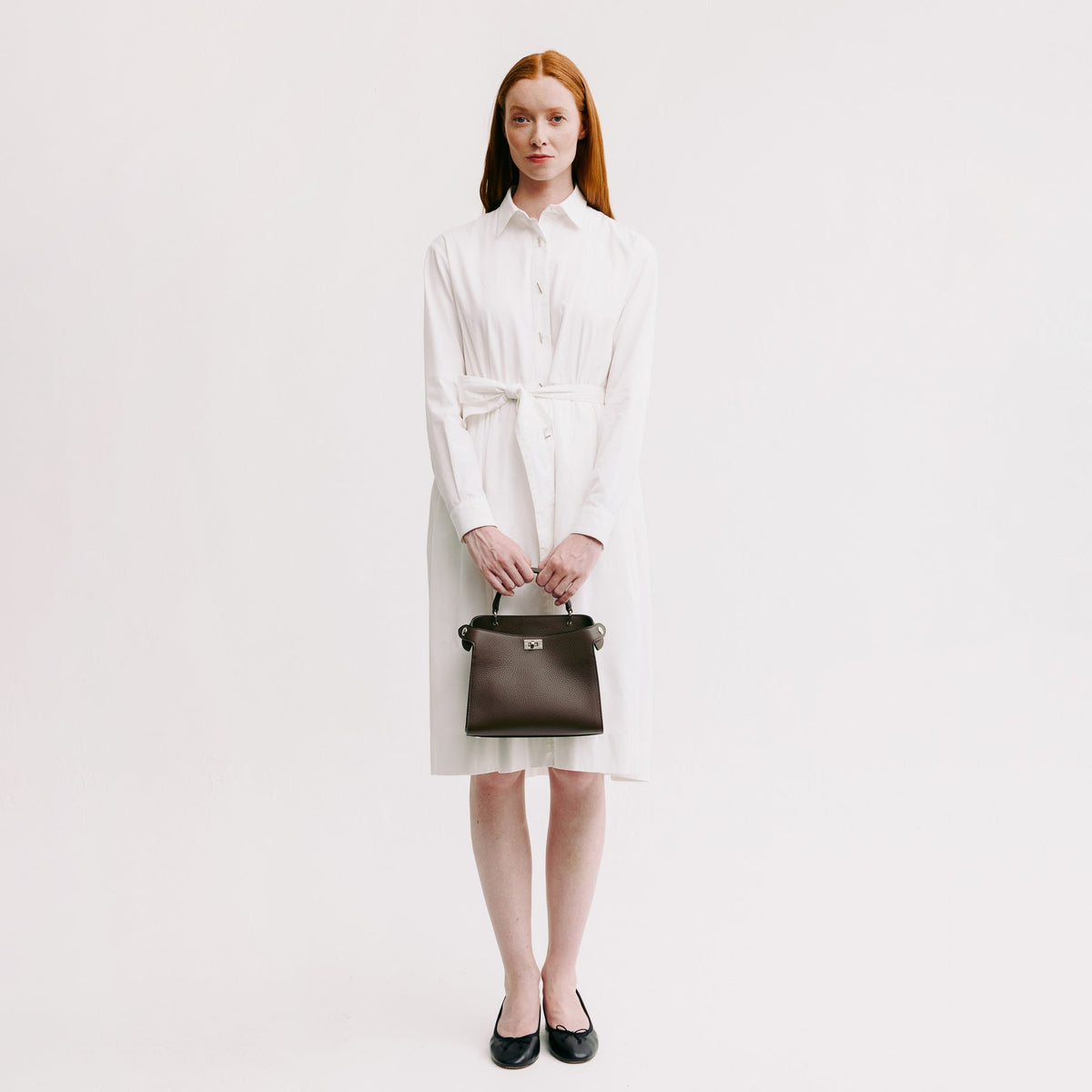 LEATHER HANDBAG LUTECE MINI CHOCOLATE
