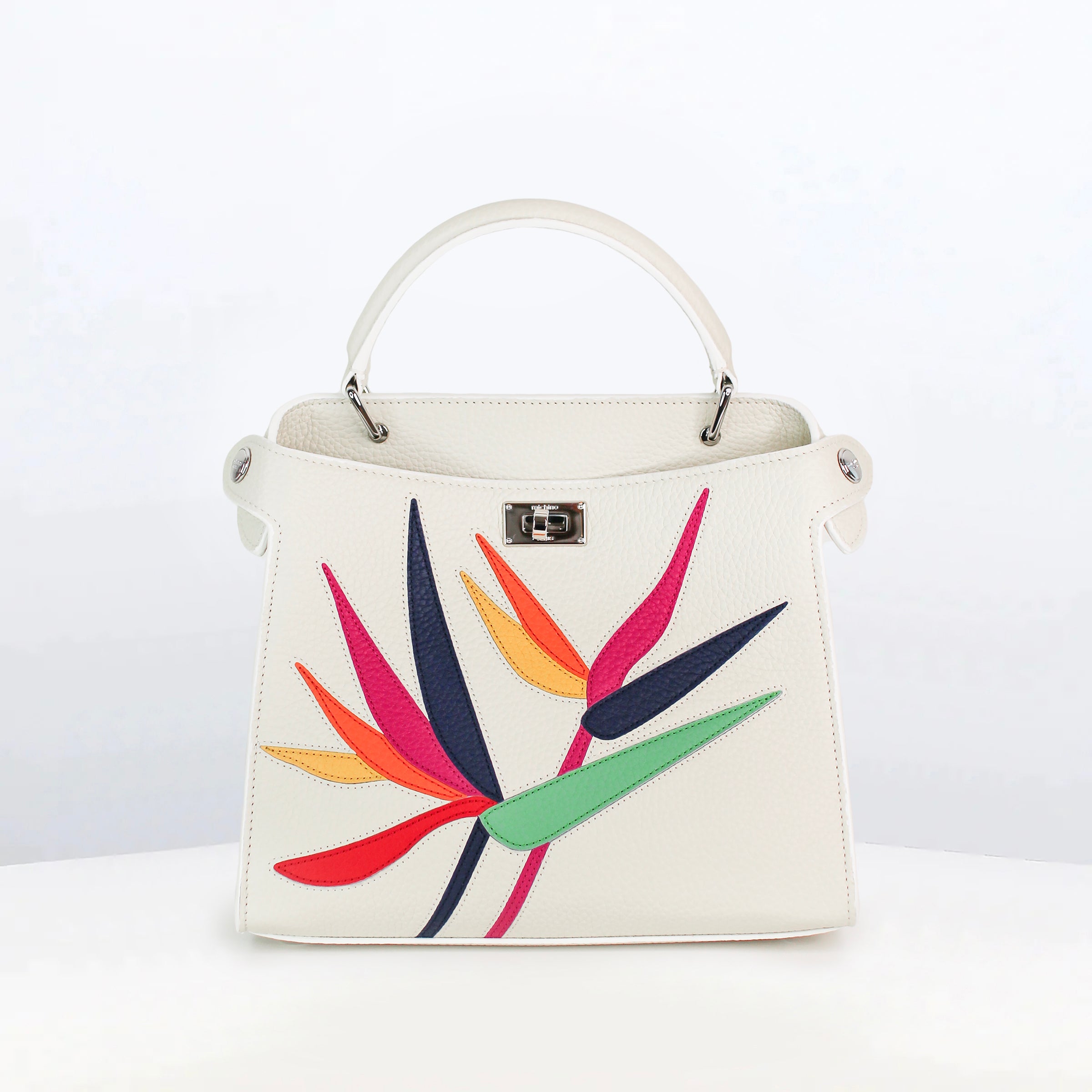 LEATHER HANDBAG LUTECE MINI INTERSIA MULTICOLORED FLOWERS