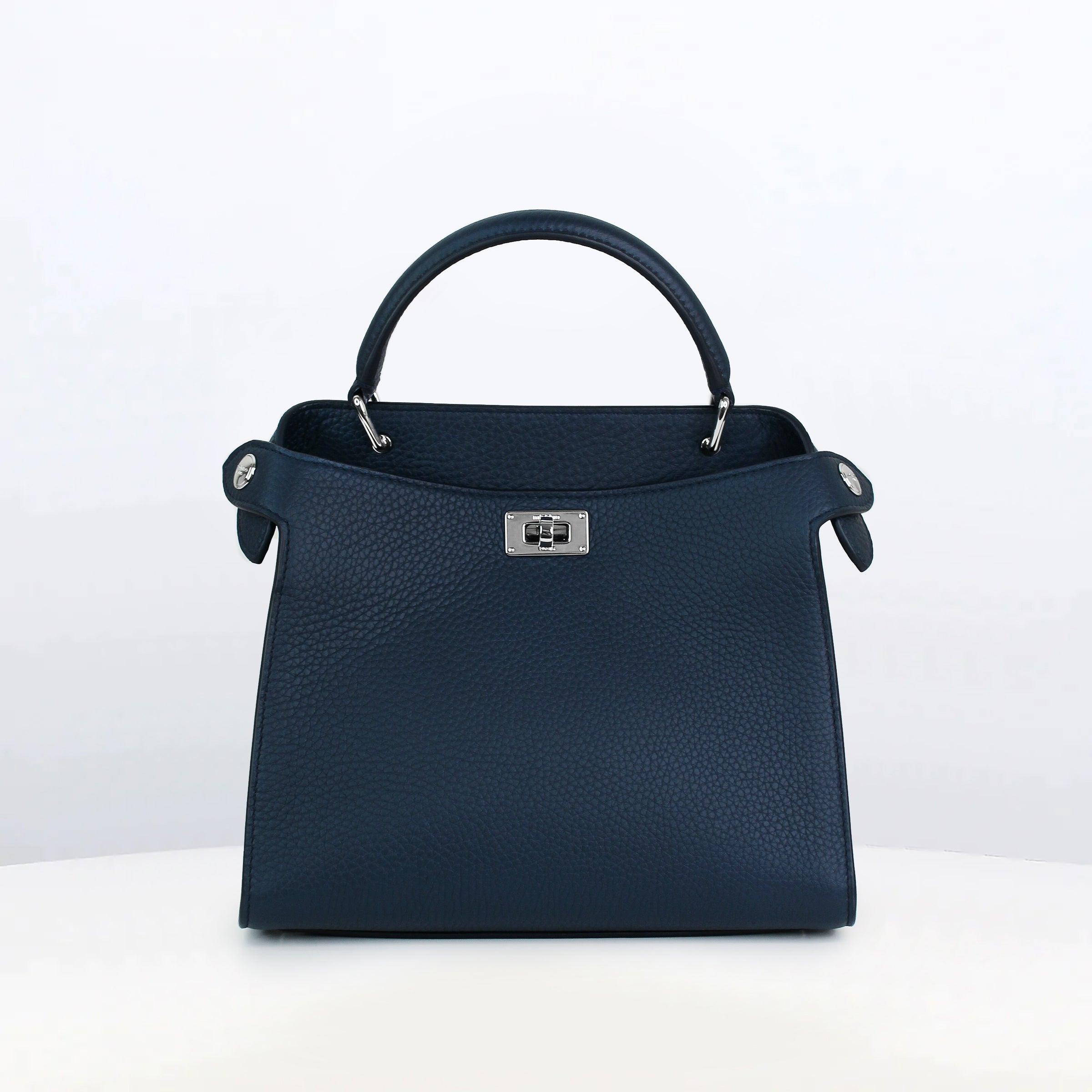 LEATHER HANDBAG LUTECE MINI NAVY