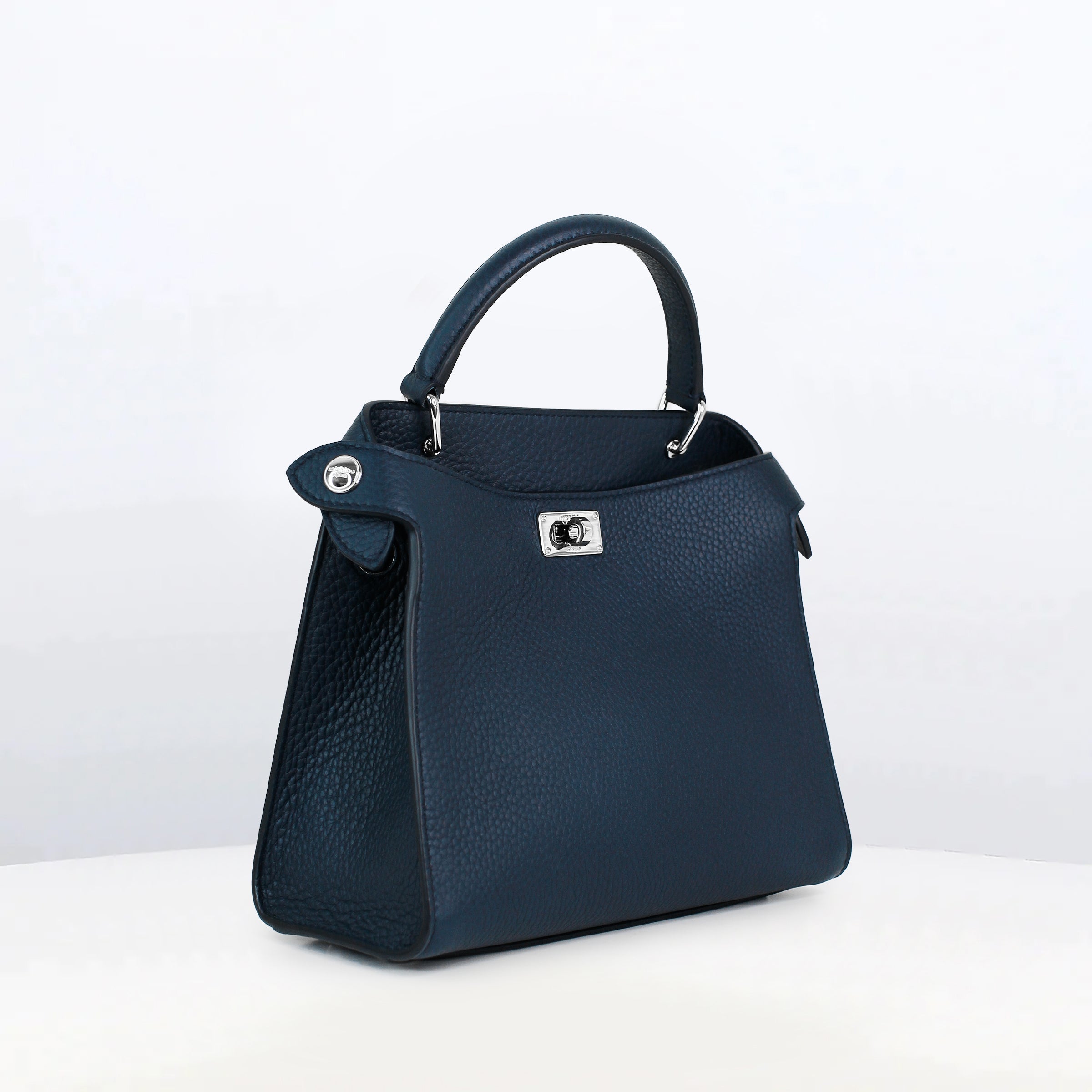 LEATHER HANDBAG LUTECE MINI NAVY