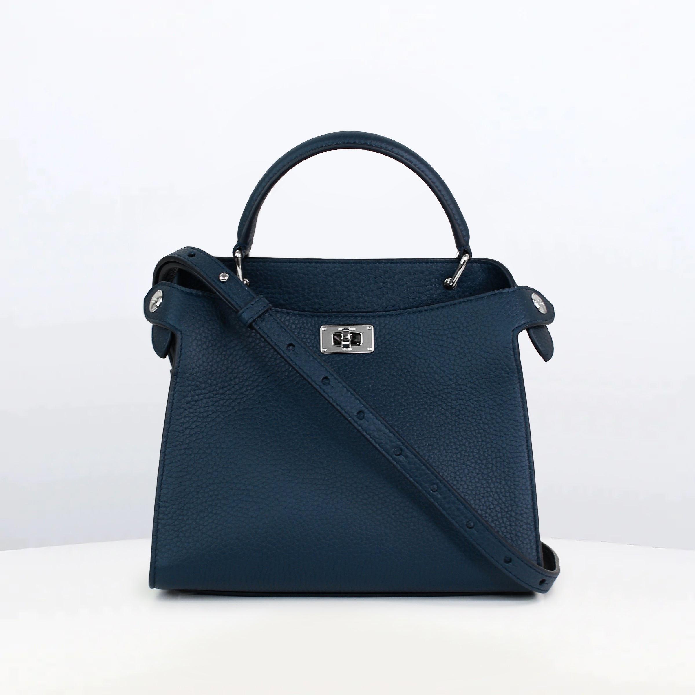 LEATHER HANDBAG LUTECE MINI NAVY BLUE