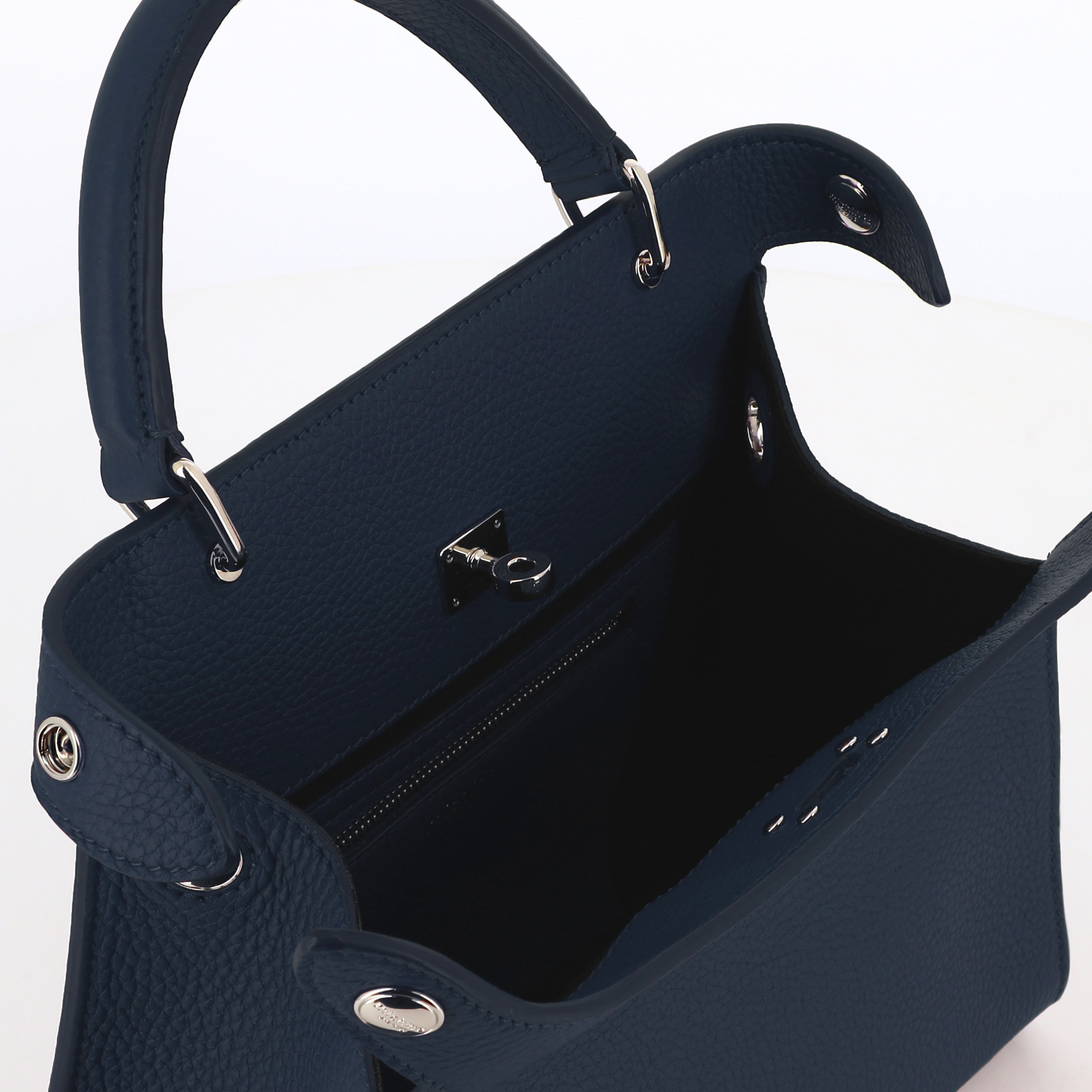 LEATHER HANDBAG LUTECE MINI NAVY BLUE