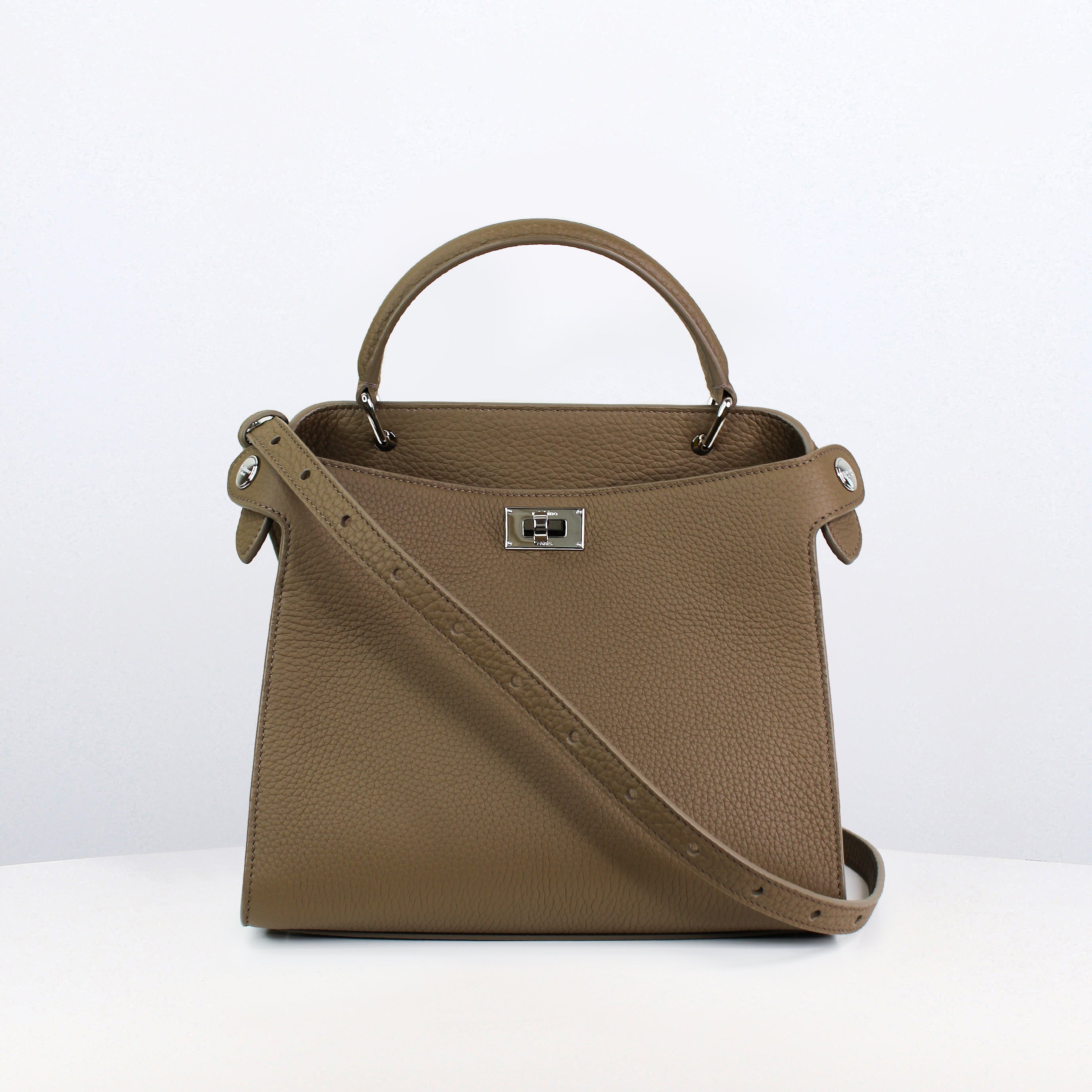 LEATHER HANDBAG LUTECE MINI TAUPE