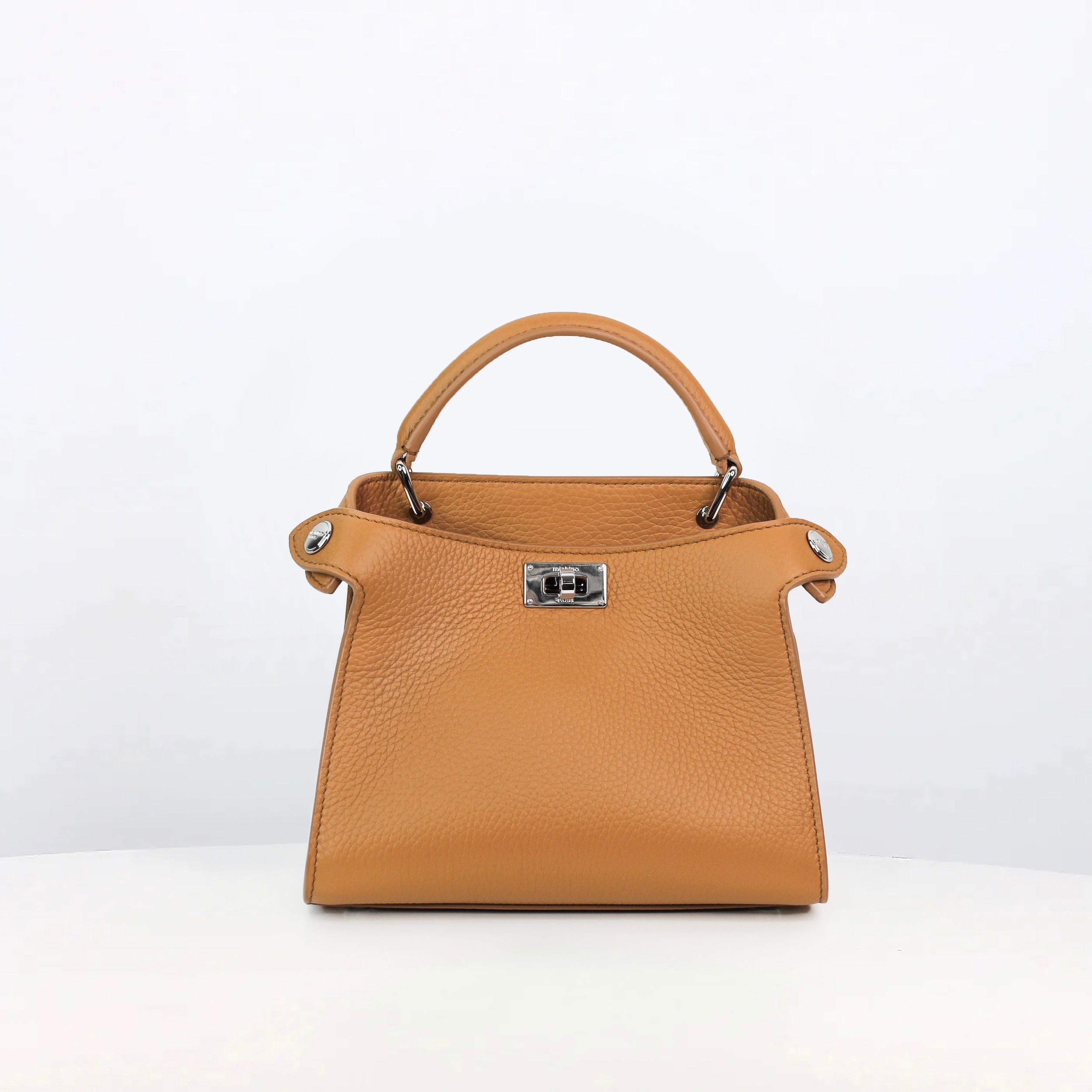 LEATHER HANDBAG LUTECE NANO CAMEL