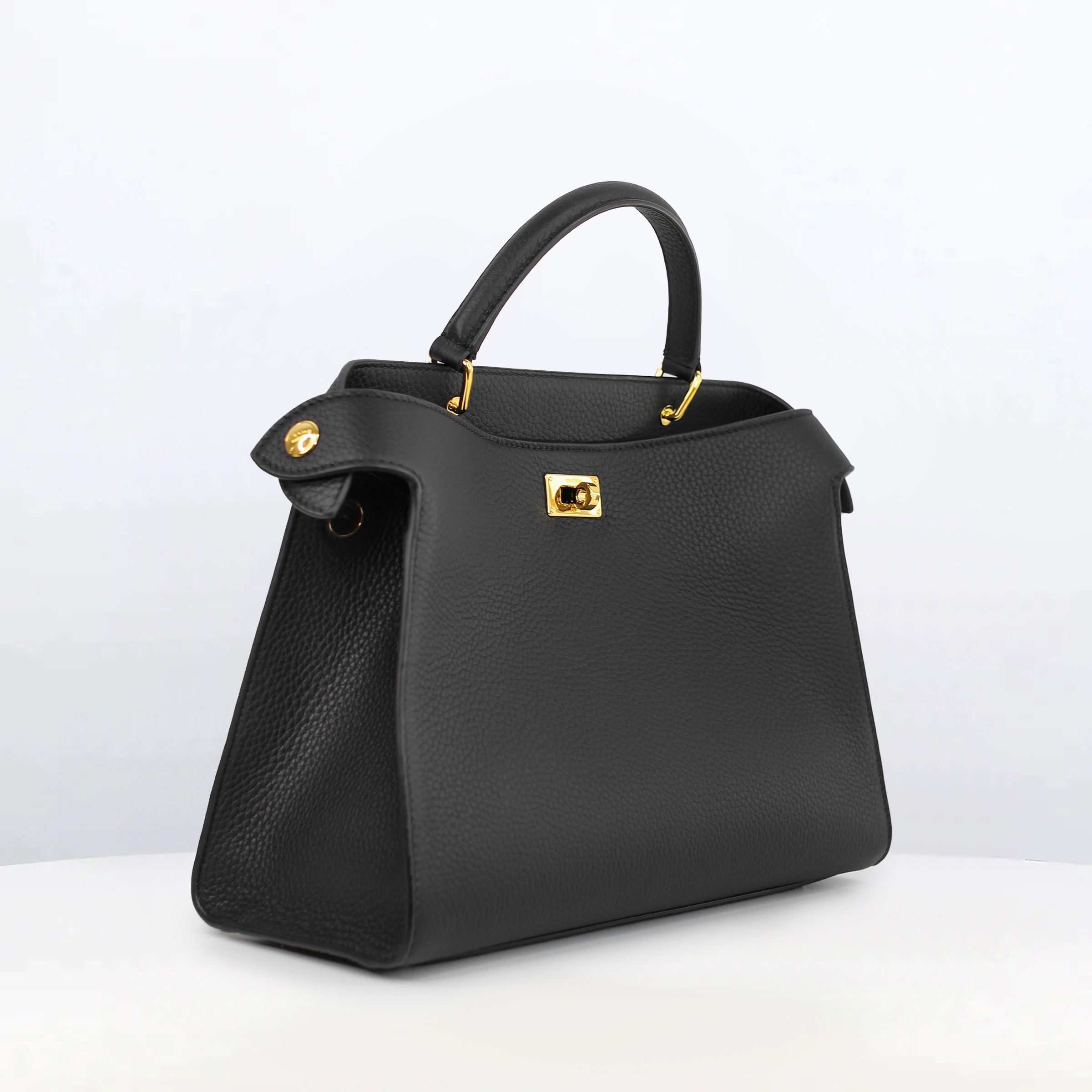 LEATHER HANDBAG LUTECE PM BLACK GOLD HARDWARE