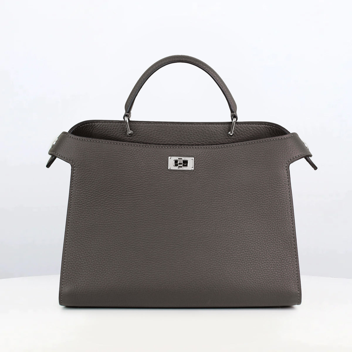 LEATHER HANDBAG LUTECE PM CHARCOAL GREY