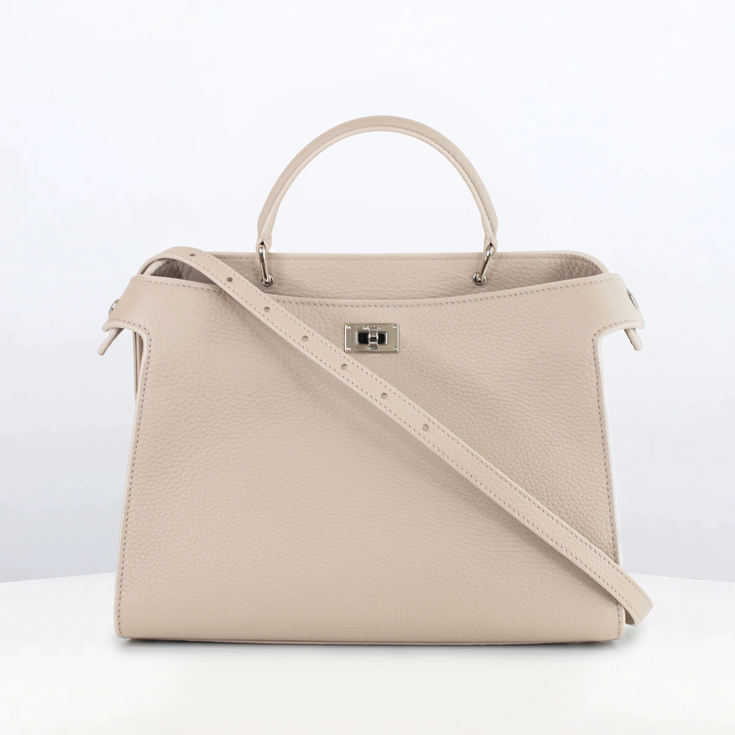 LEATHER HANDBAG LUTECE PM IVORY
