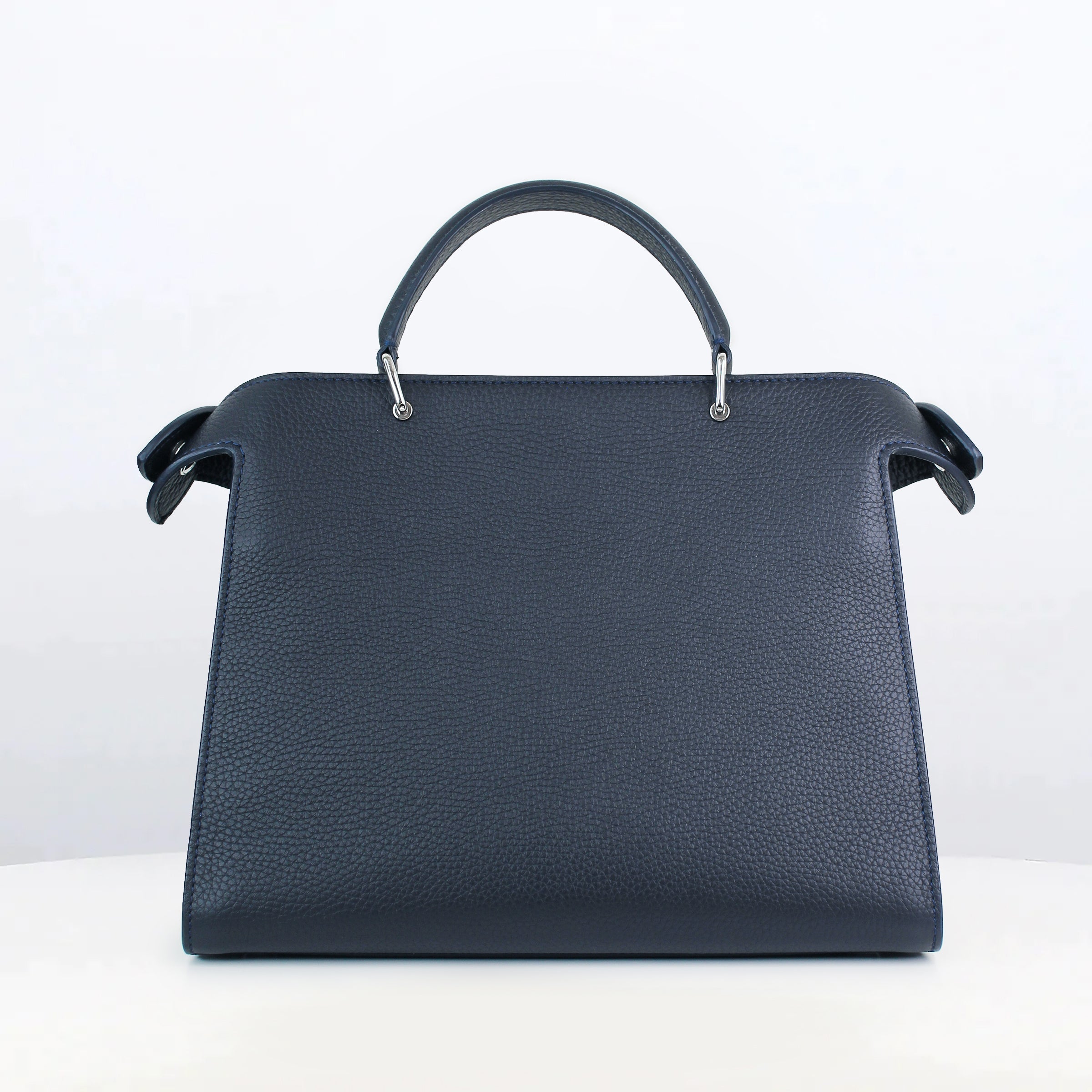 LEATHER HANDBAG LUTECE PM NAVY BLUE