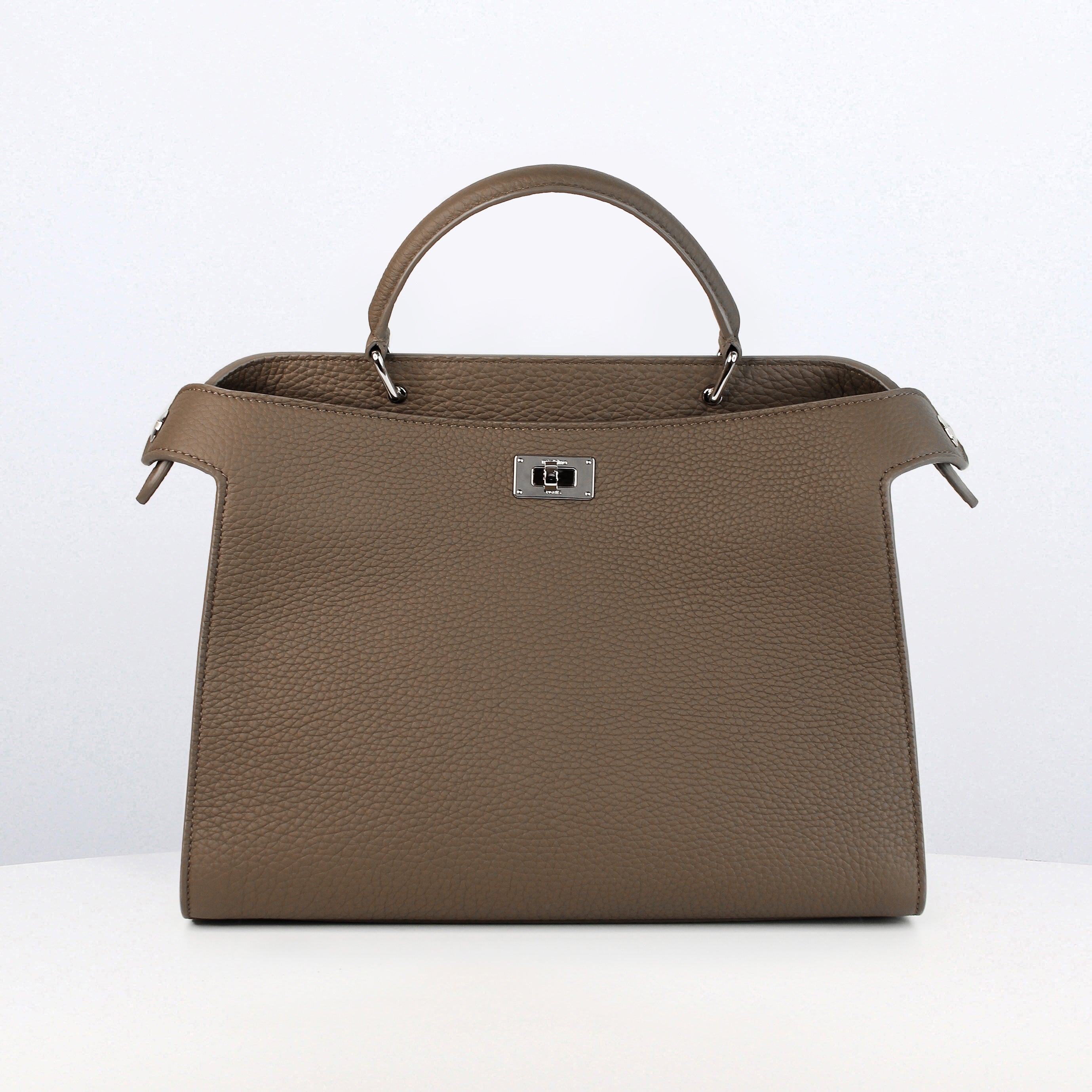 LEATHER HANDBAG LUTECE PM TAUPE