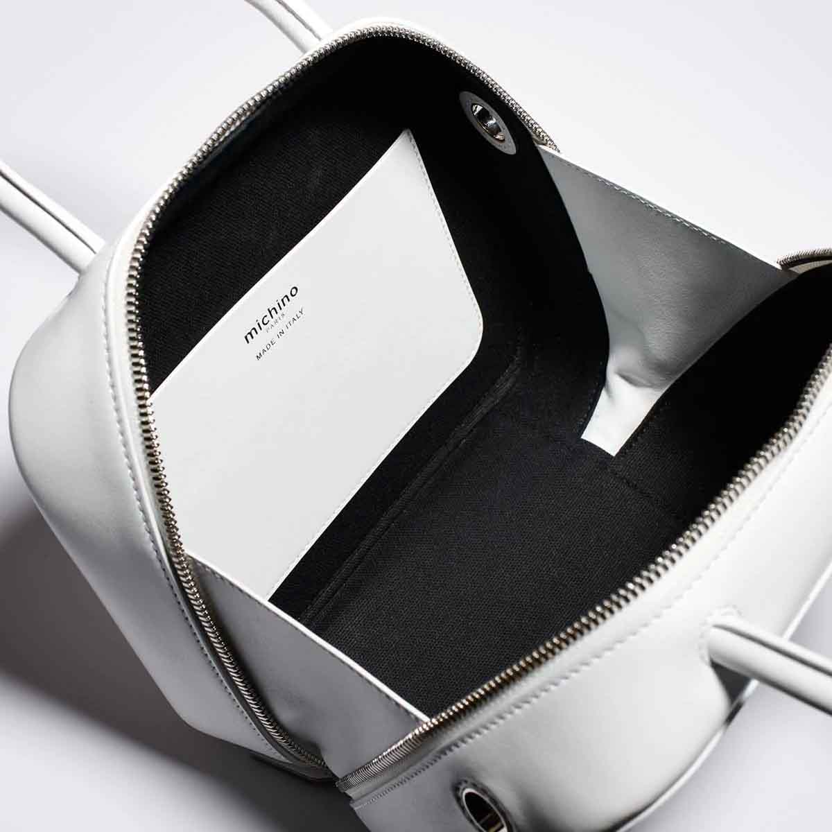 "Archive Event" LEATHER HANDBAG PIGALLE PM WHITE HELLO