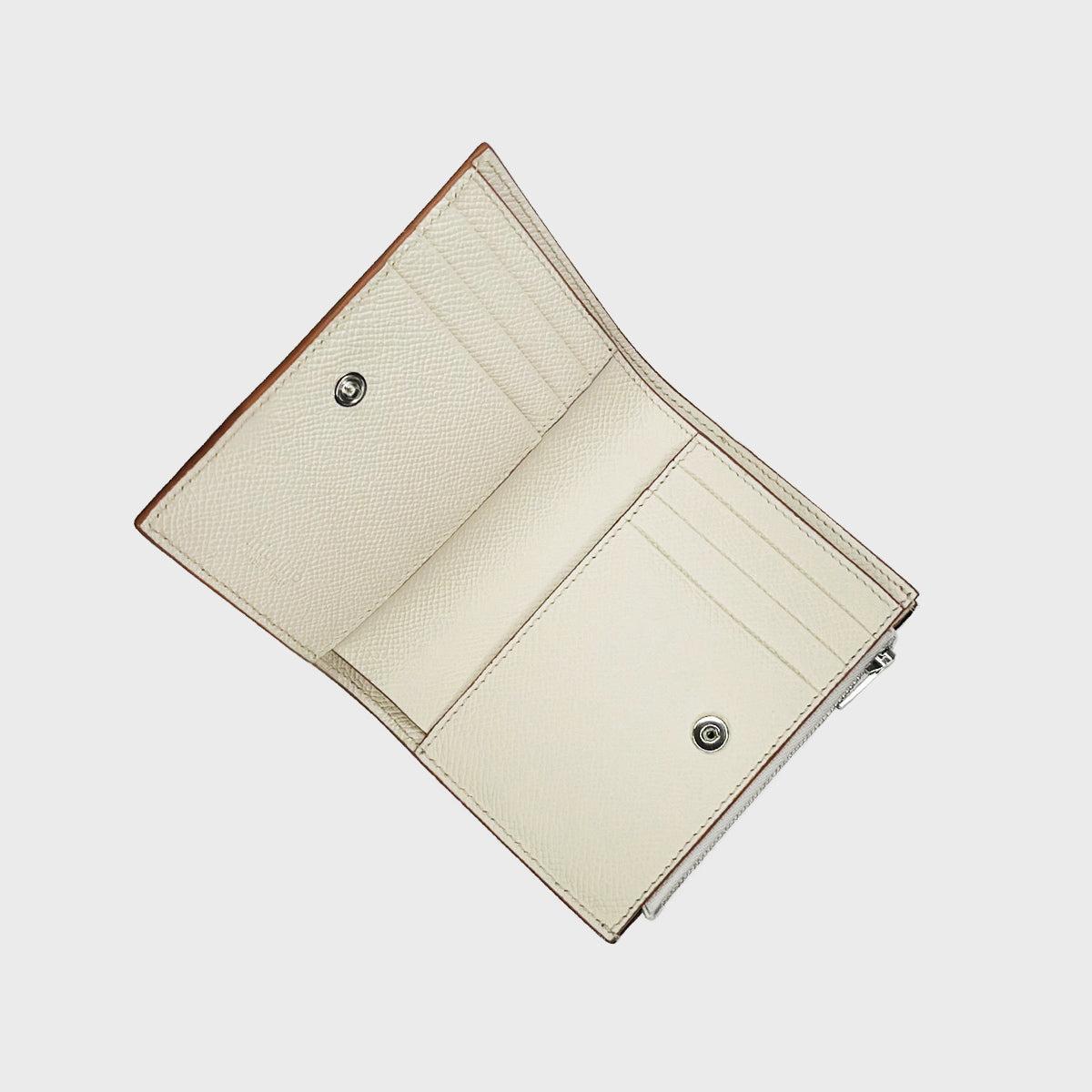 LEATHER BIFOLD ZIP WALLET IVORY