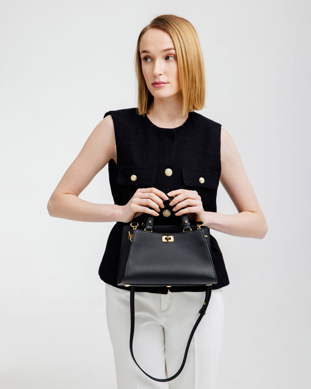 LEATHER HANDBAG TROCADERO BLACK